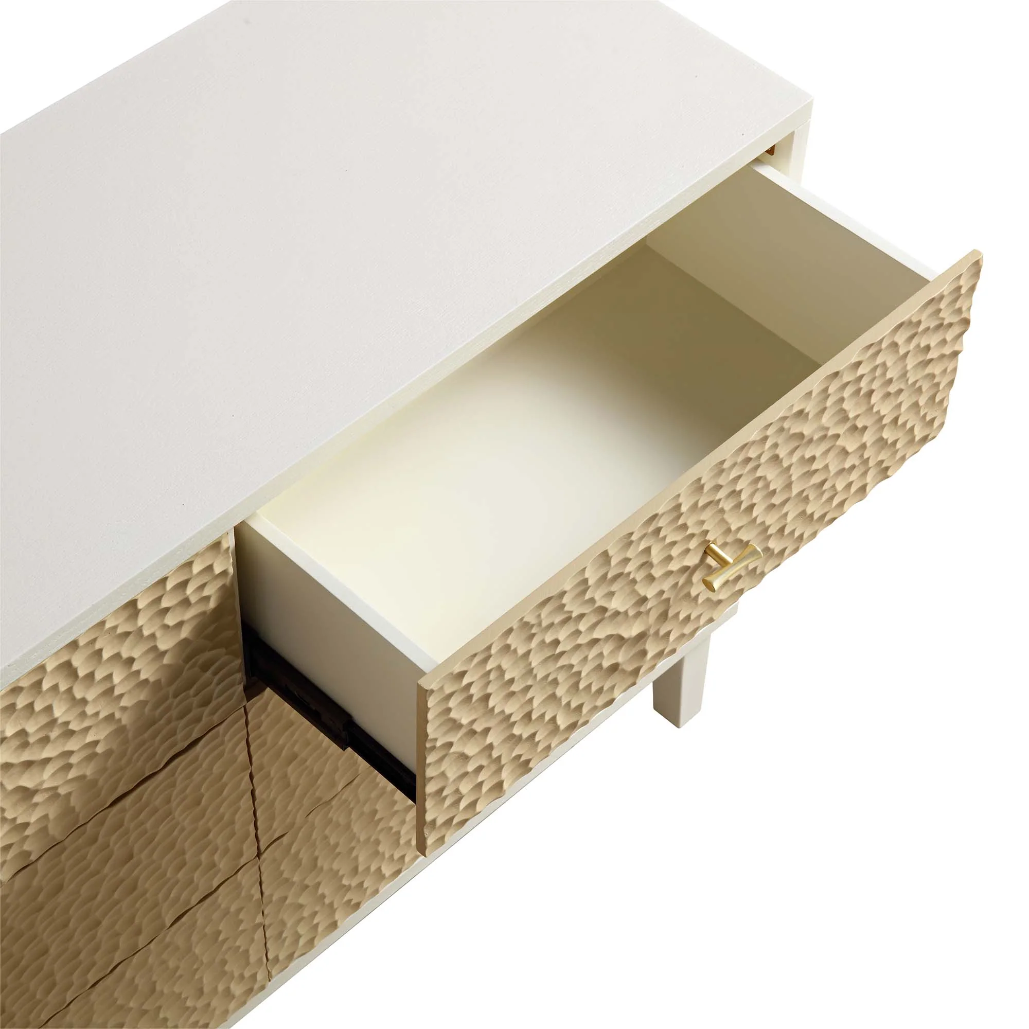 Bianca Chip Carved 6 Drawer Chest, Sand Beige & Ivory - Image 11