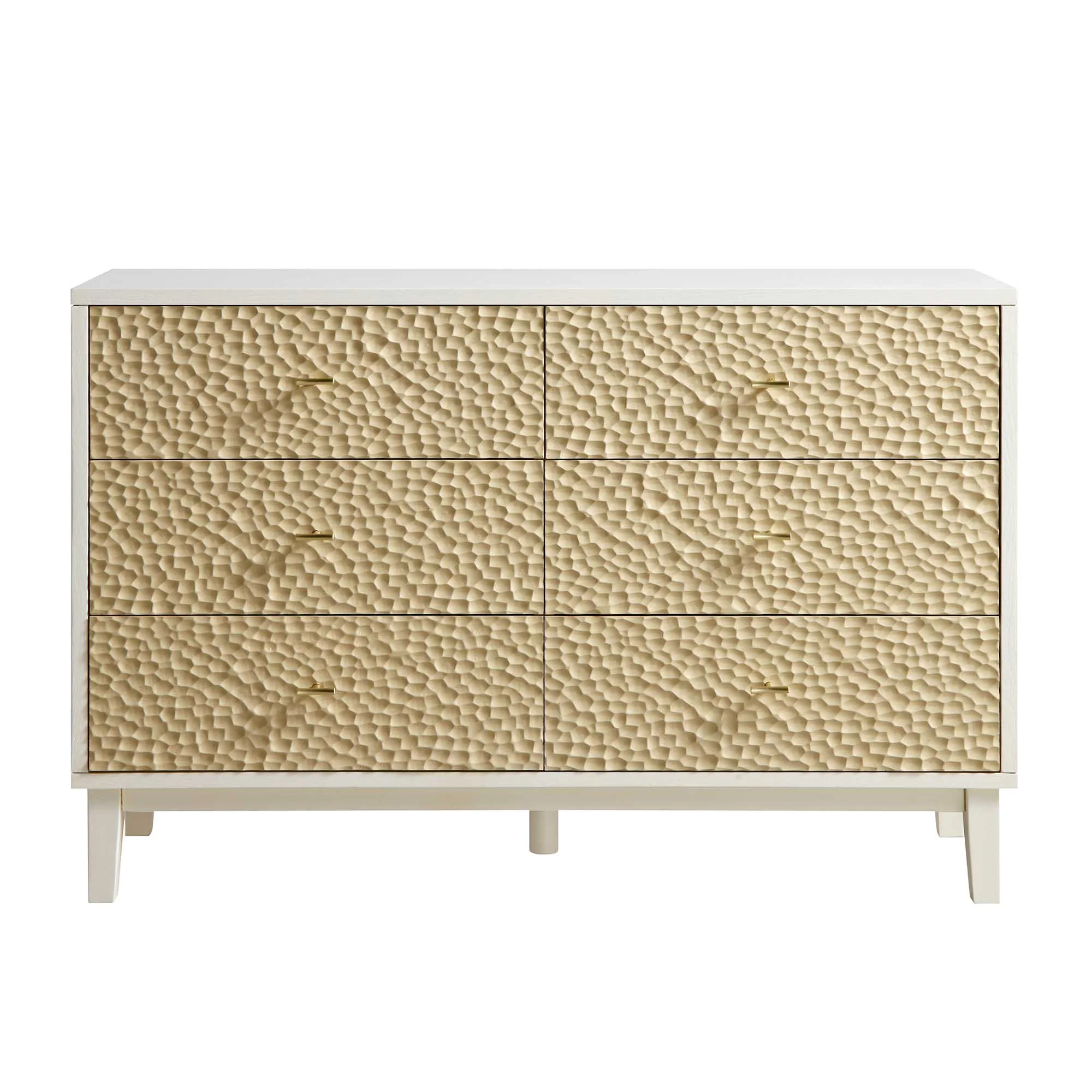 Bianca Chip Carved 6 Drawer Chest, Sand Beige & Ivory - Image 3