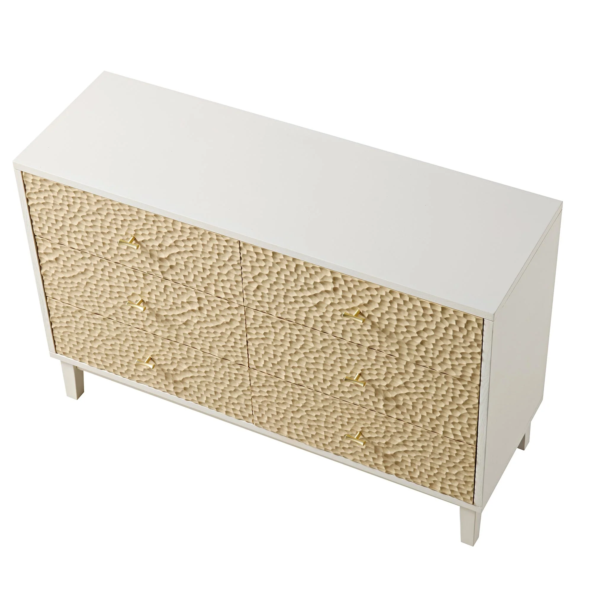 Bianca Chip Carved 6 Drawer Chest, Sand Beige & Ivory - Image 7
