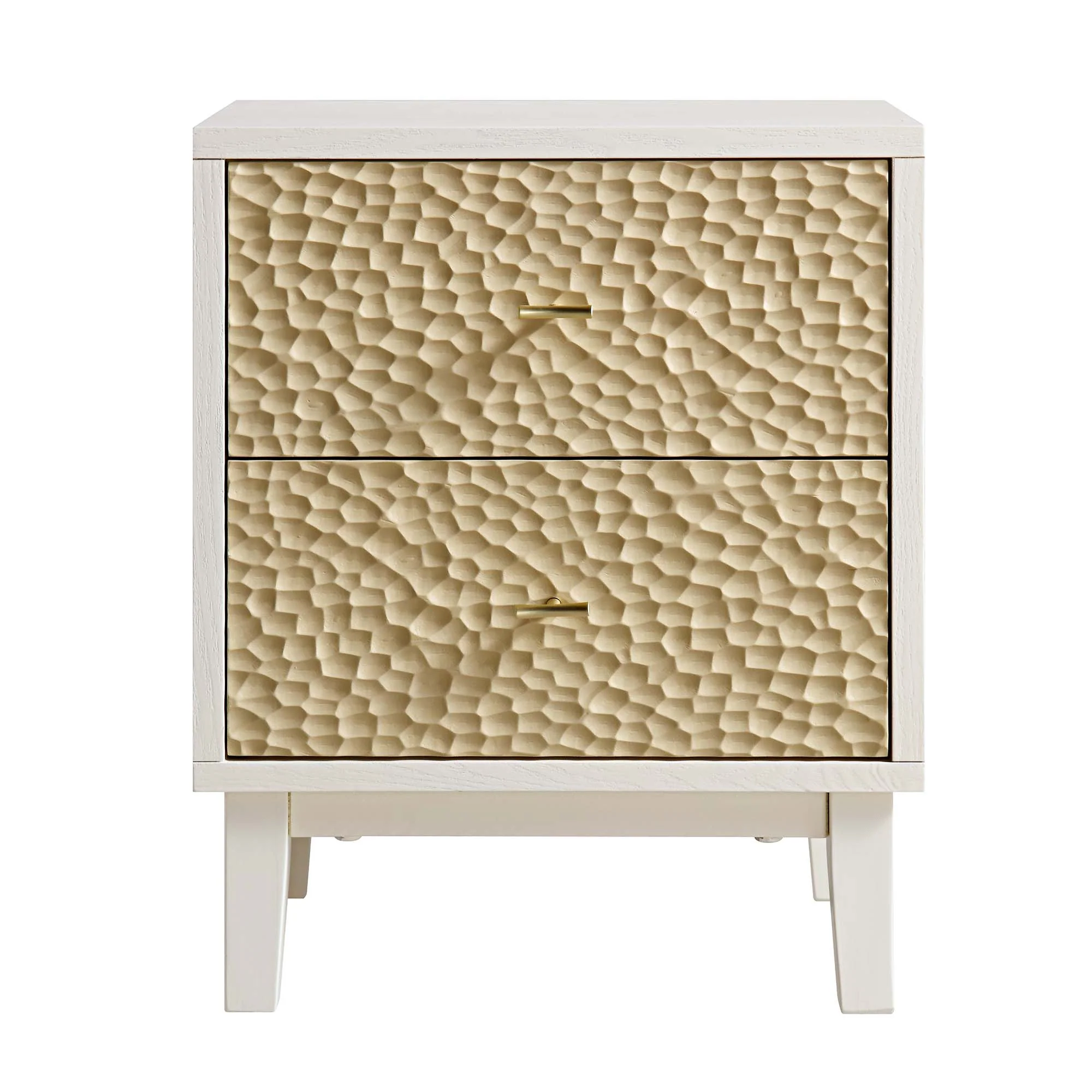 Bianca Chip Carved Bedside Table, Sand Beige & Ivory - Image 4