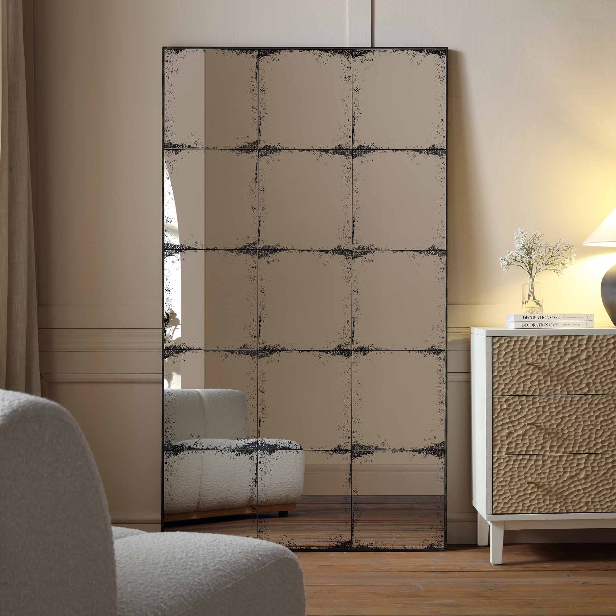 Bibury Antiqued Full Length Mirror Rectangular 180 x 100 cm - Image 2