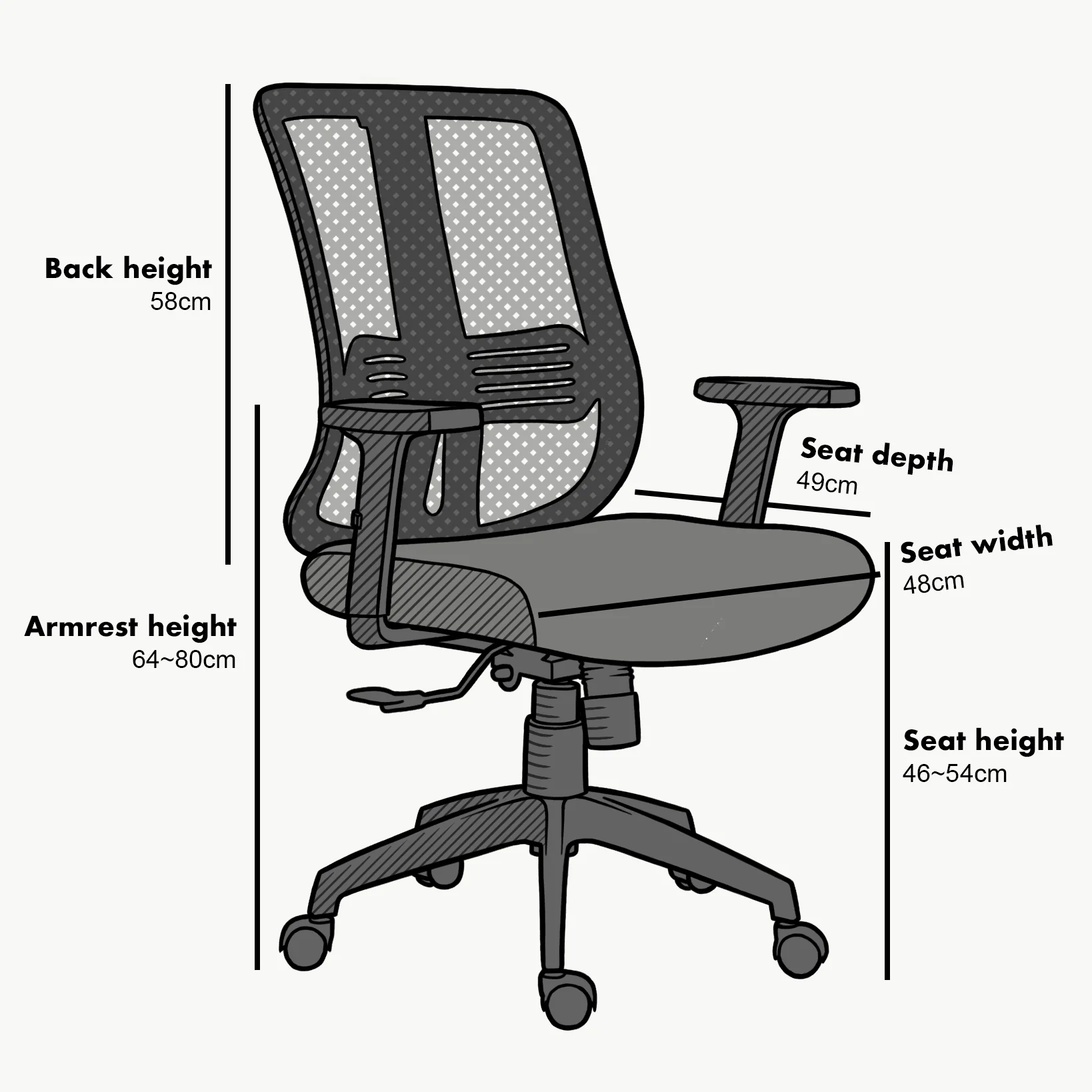 Black Mesh Medium Back Executive Office Chair Swivel Desk Chair with Synchro-Tilt, Adjustable Armrests - Image 3