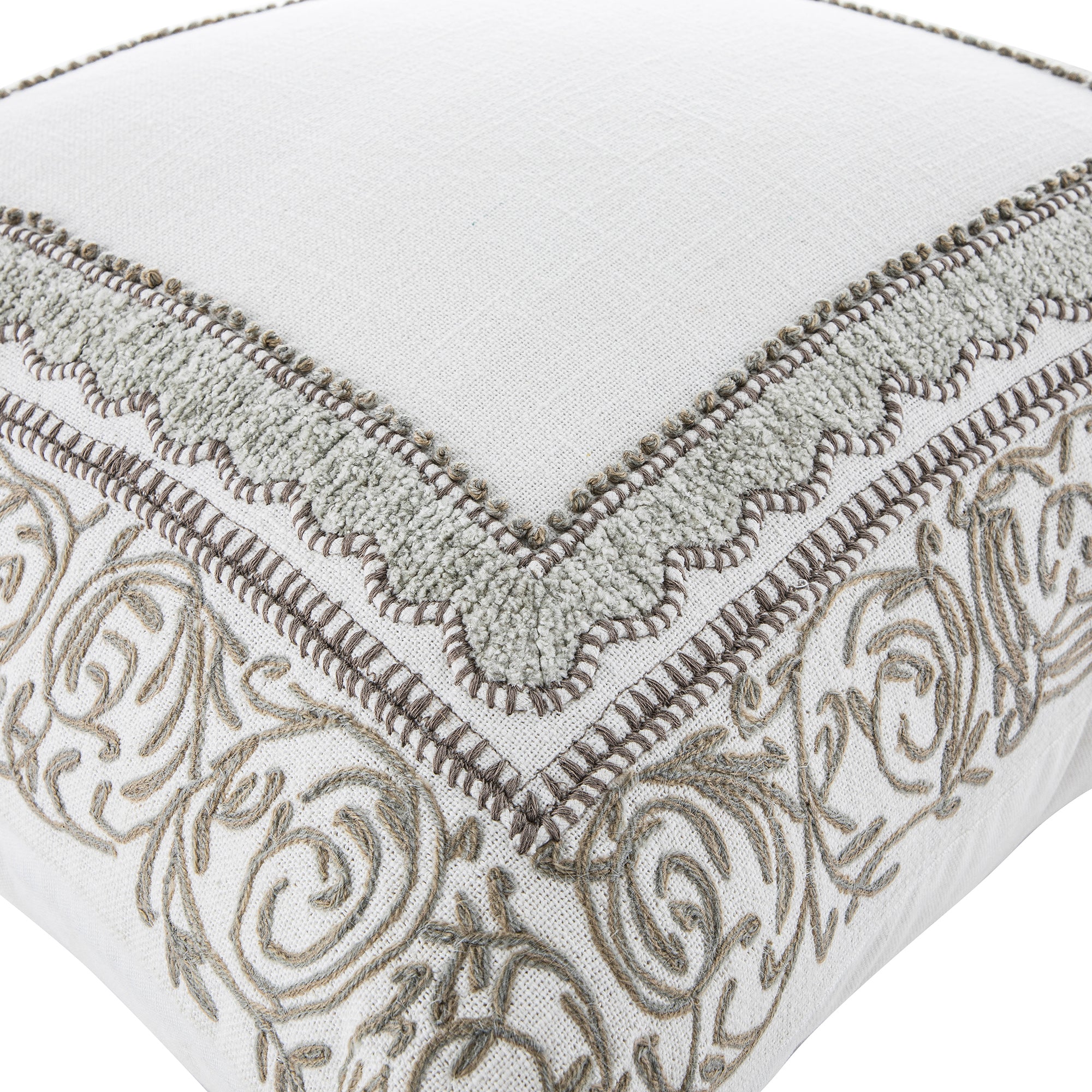 Bloomsbury Frame Chenille Embroidered Cotton Cushion - Image 3
