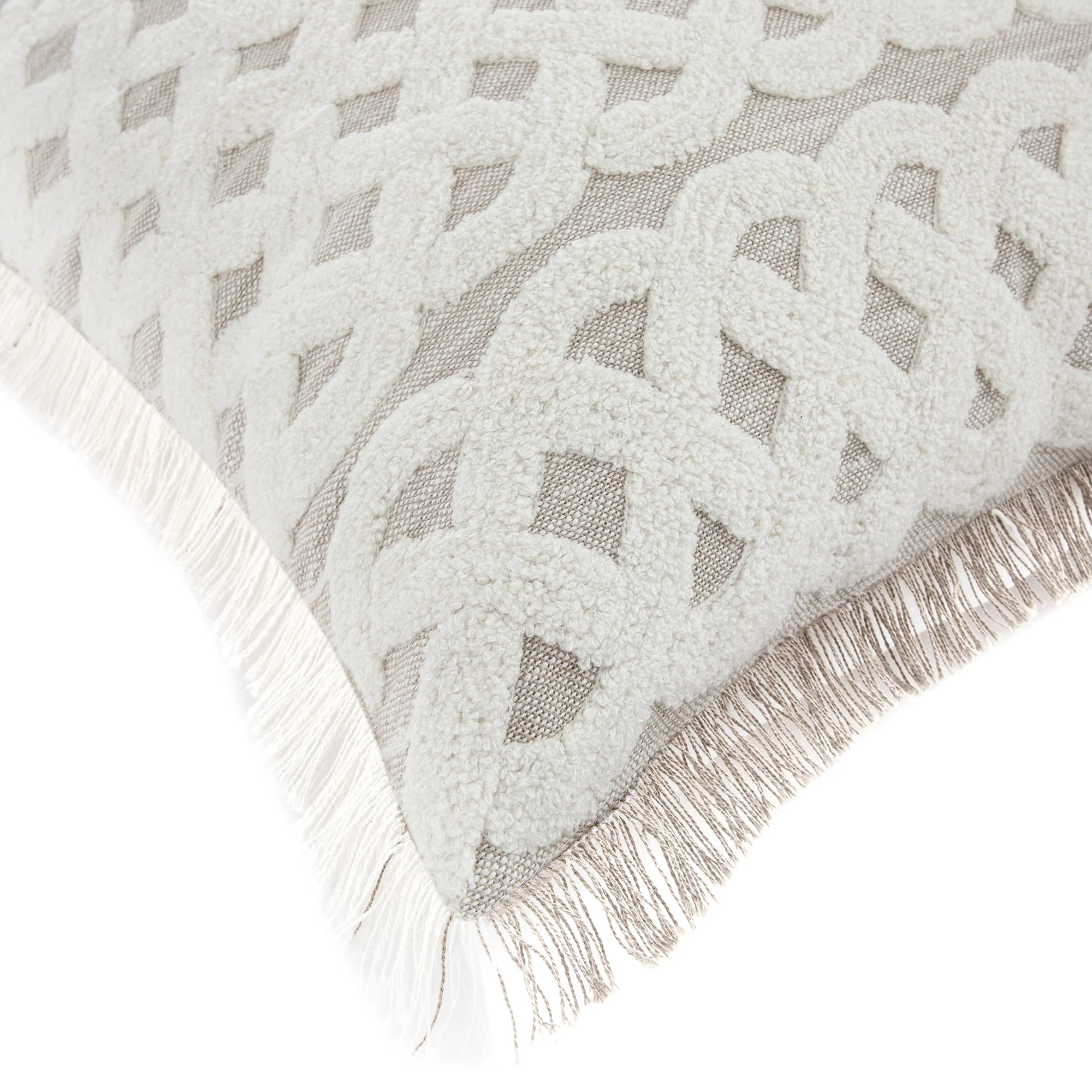 Bloomsbury Lattice Grey Crewelwork Wool Embroidered Cushion - Image 2