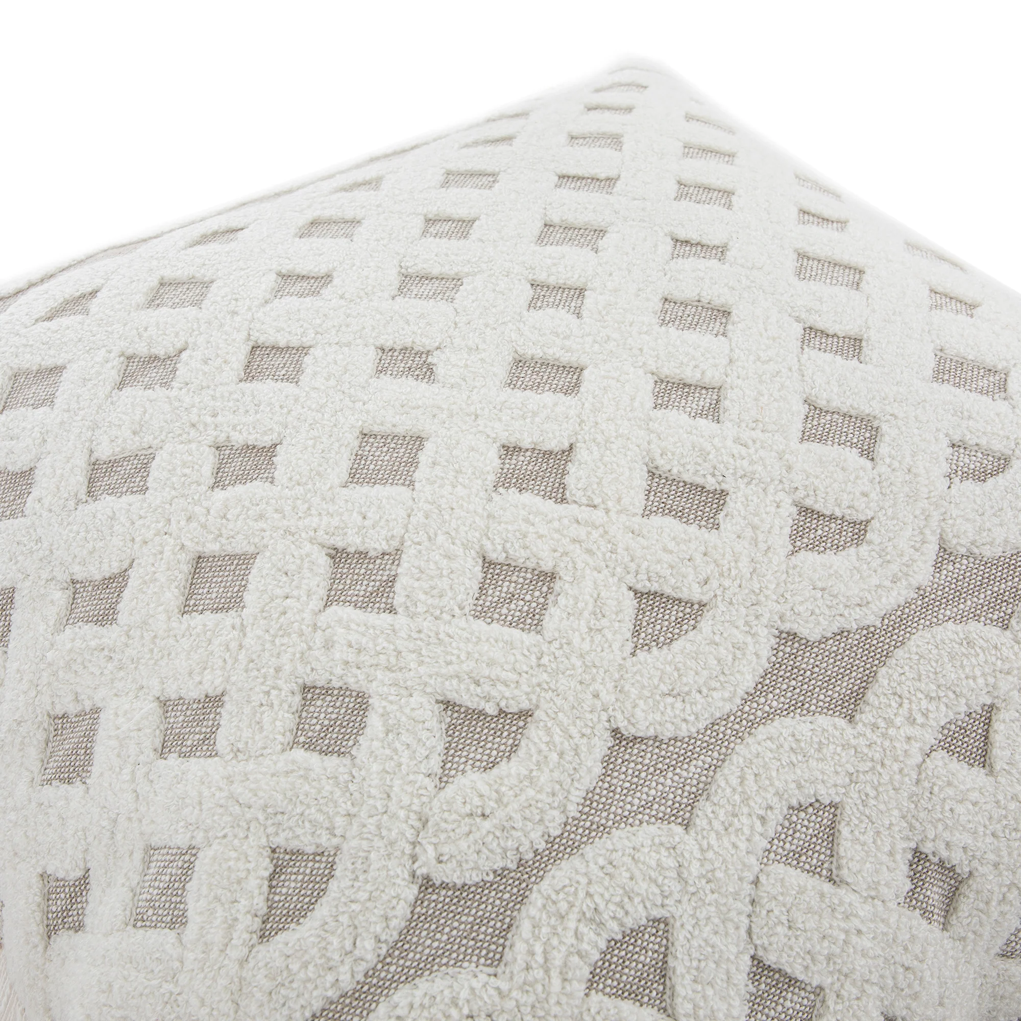 Bloomsbury Lattice Grey Crewelwork Wool Embroidered Cushion - Image 3