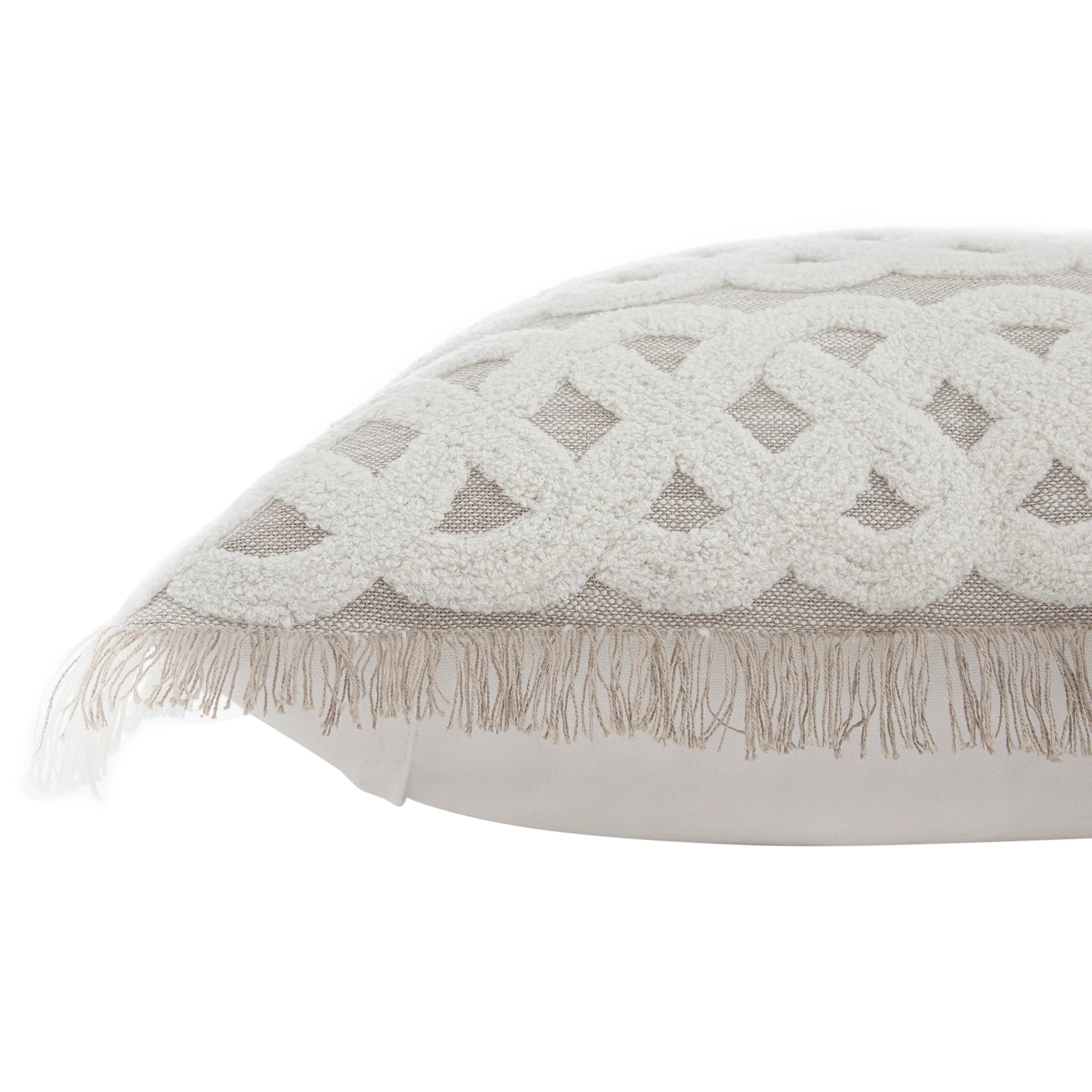 Bloomsbury Lattice Grey Crewelwork Wool Embroidered Cushion - Image 4