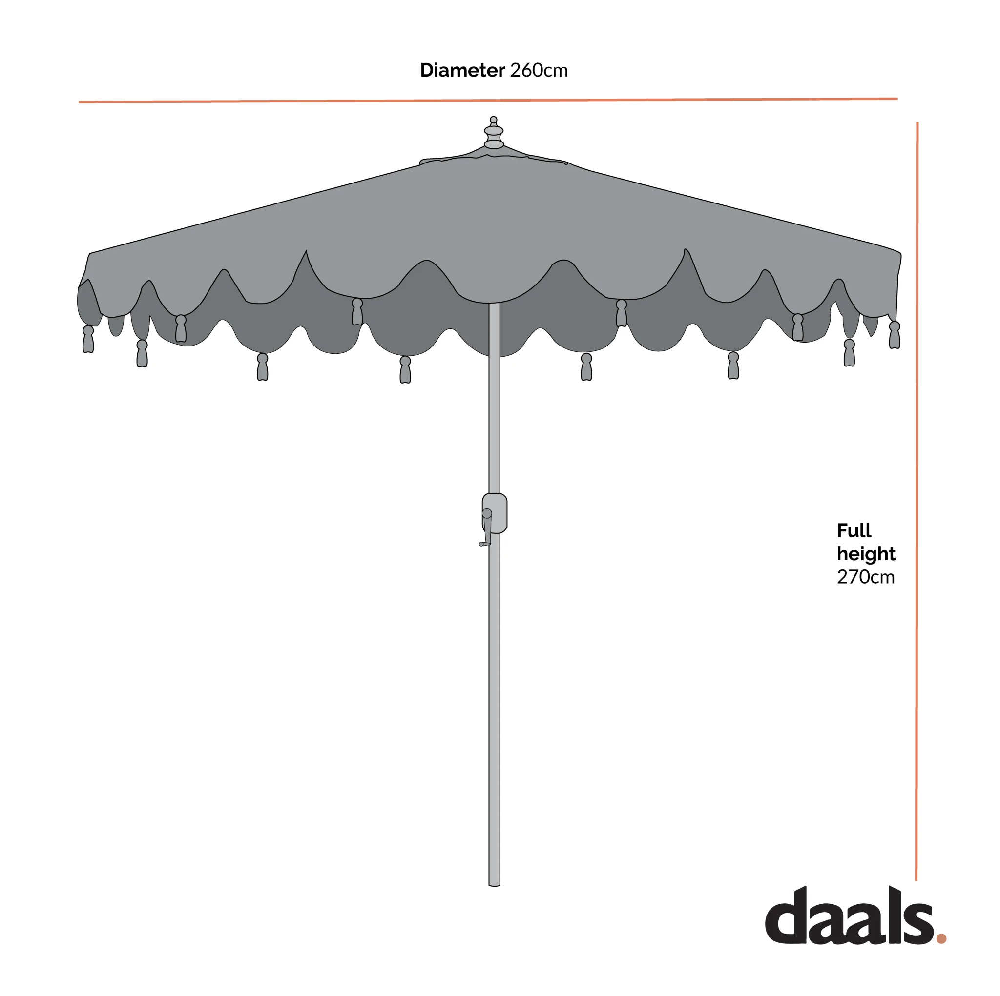 Blue Flower 2.6M Octagonal Tassel Parasol with Aluminium Tilt - Image 3