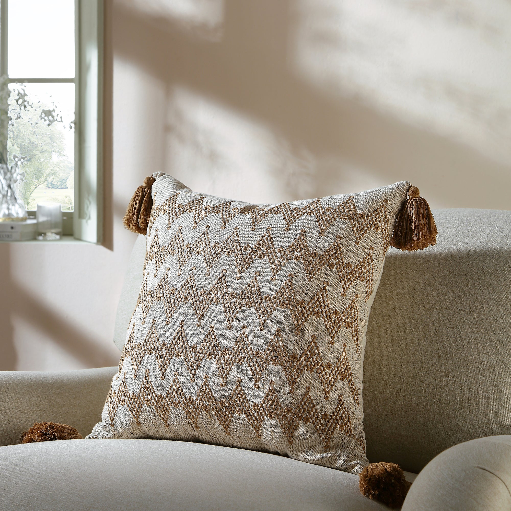 Boho Collection River Running Stitch Cushion - Image 2