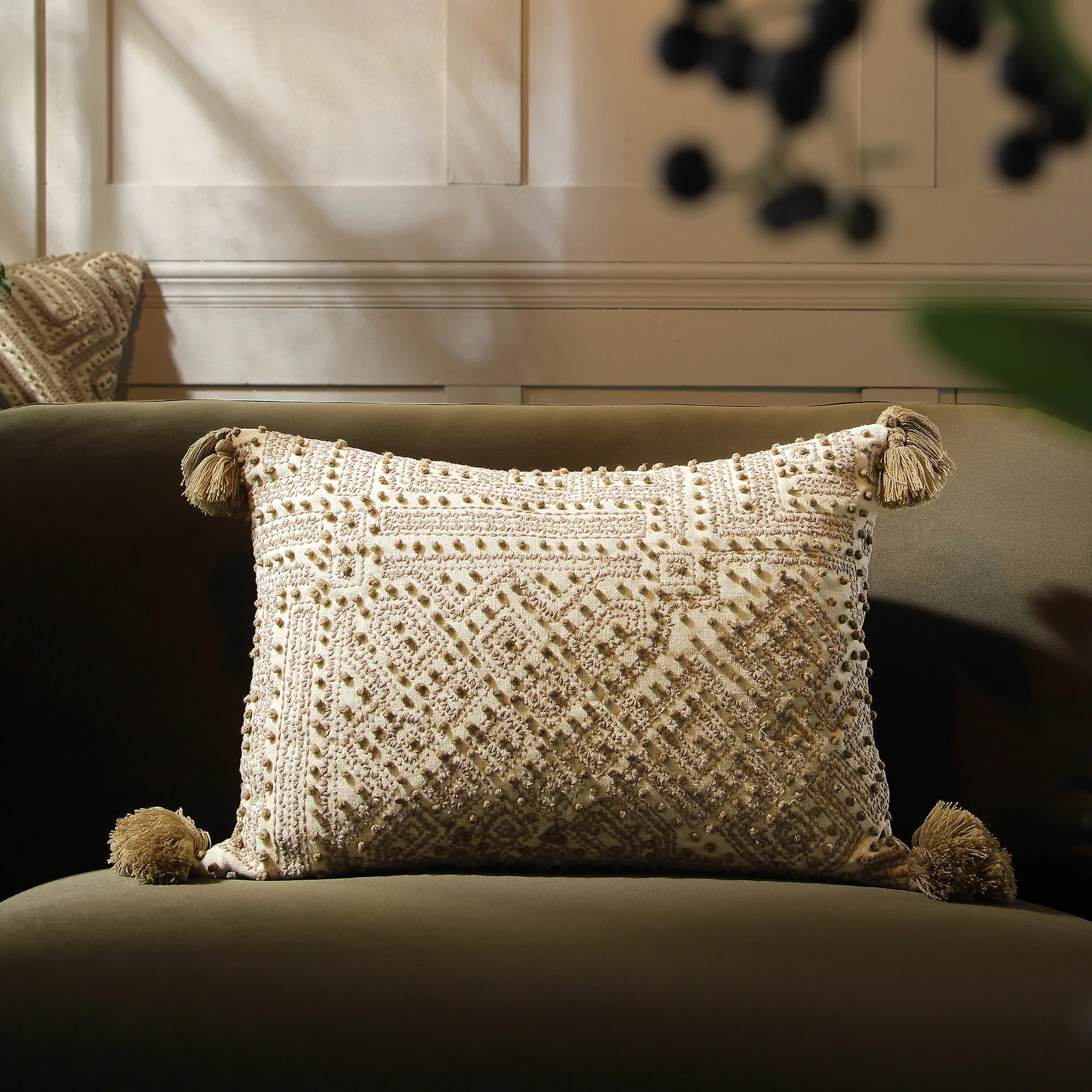 Boho Collection Savannah French Knot Tassel Cushion - Image 2
