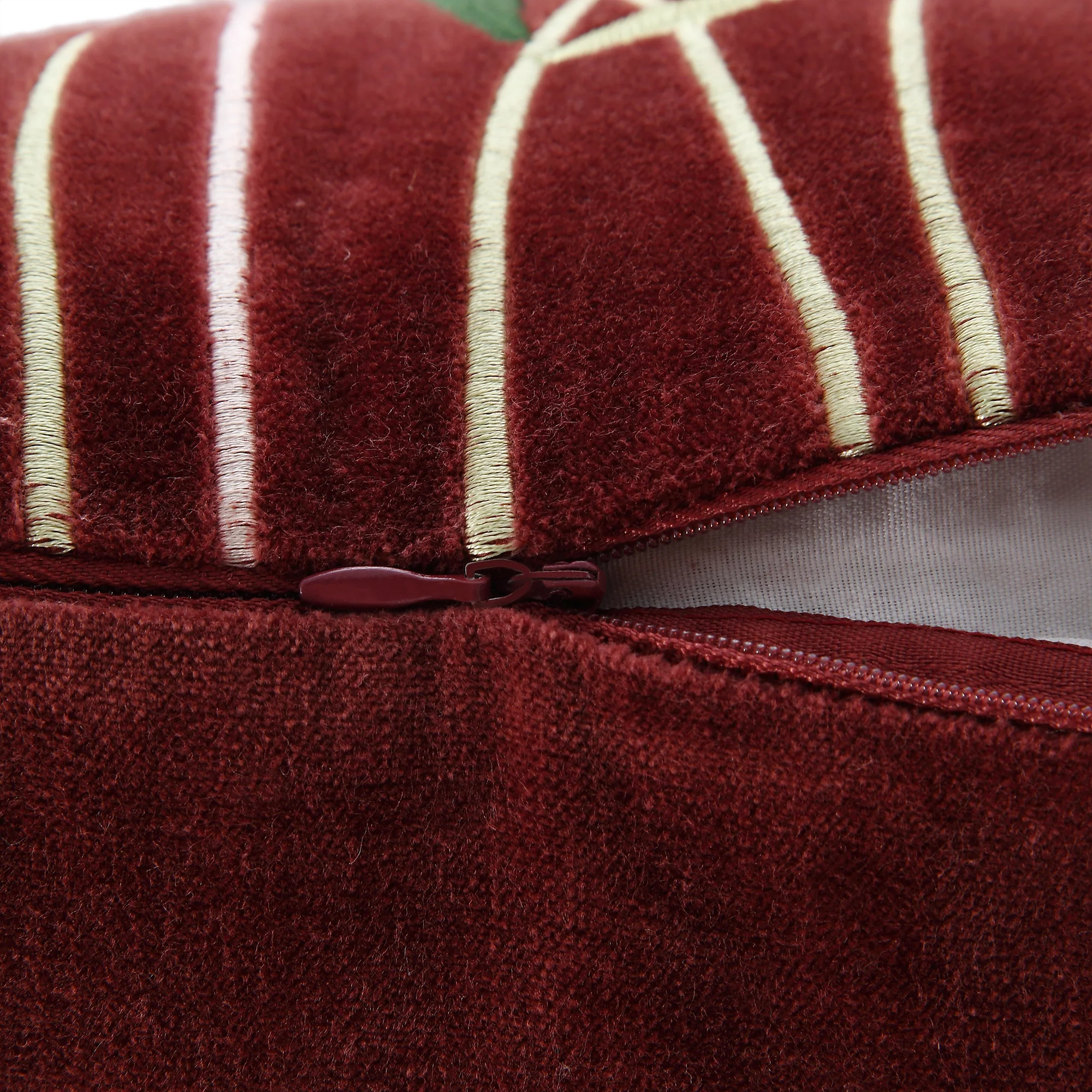 Botanica Collection Mulberry Velvet Hand Embroidered Cushion - Image 7