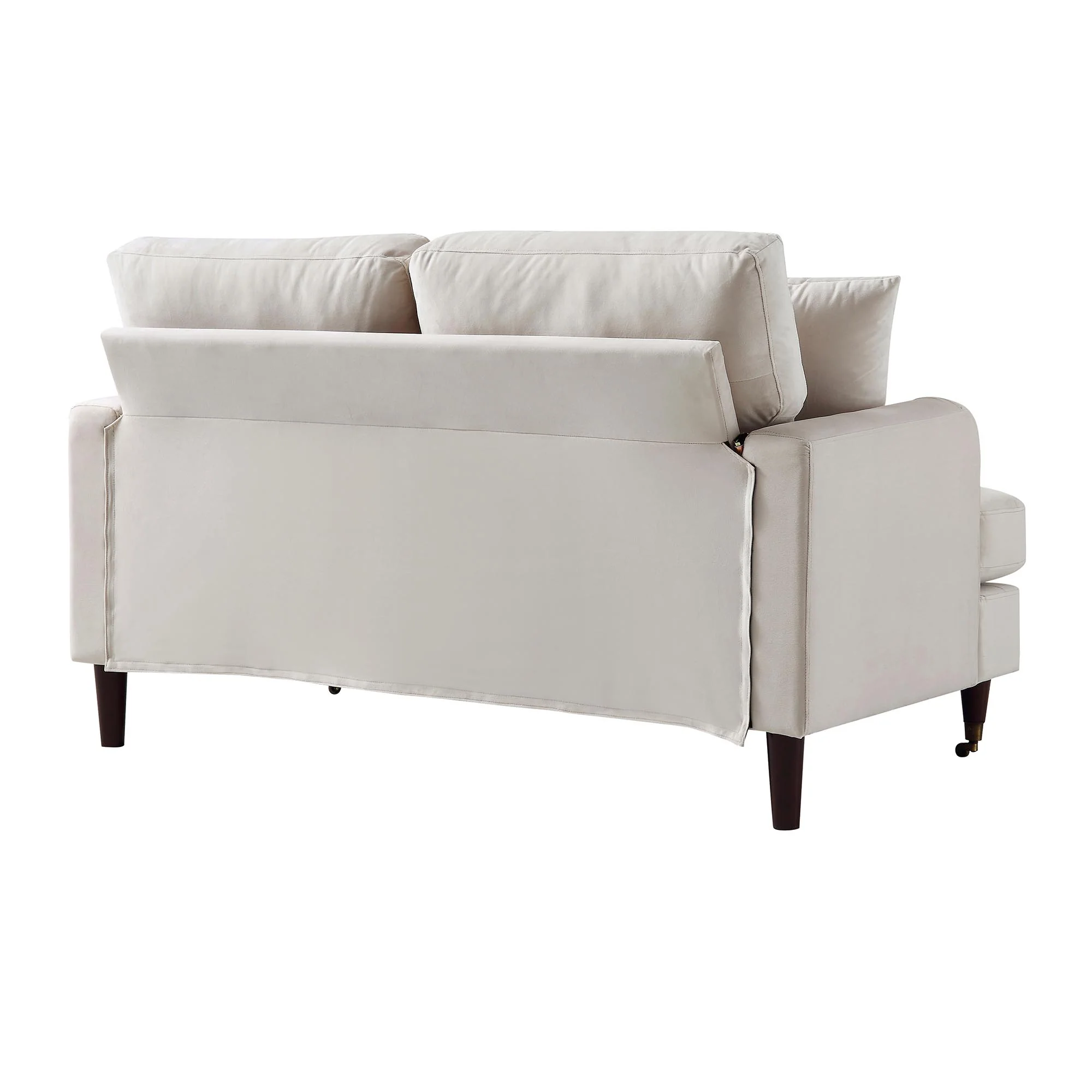 Brigette 2-Seater Beige Velvet Sofa with Antique Brass Castor Legs - Image 9