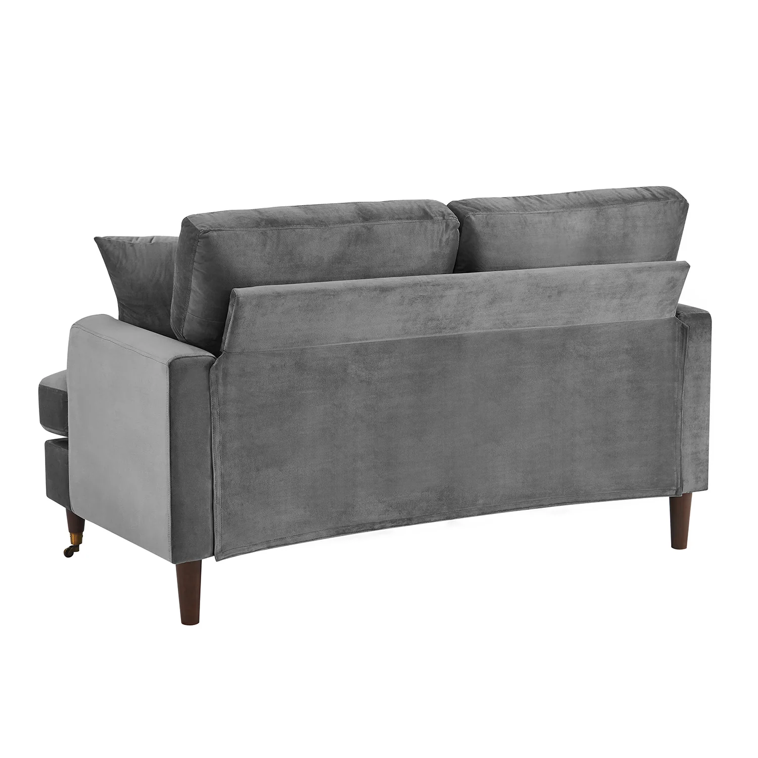 Brigette 2-Seater Grey Velvet Sofa with Antique Brass Castor Legs - Image 7