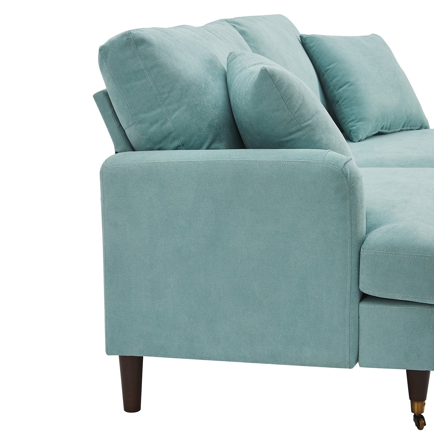 Brigette 2-Seater Mint Soft Brushed Sofa with Antique Brass Castor Legs - Image 8
