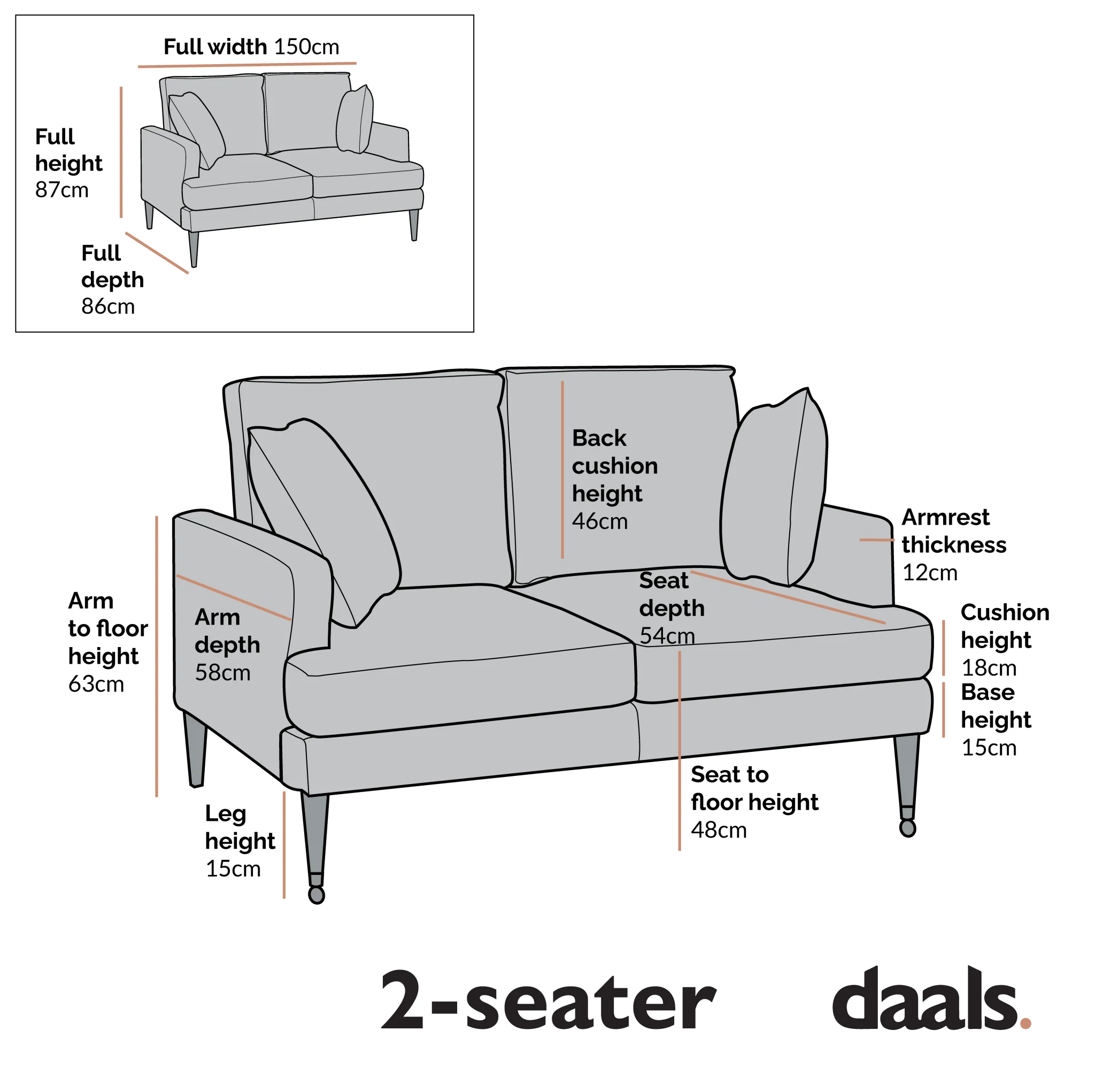 Brigette 2-Seater Mint Soft Brushed Sofa with Antique Brass Castor Legs - Image 6