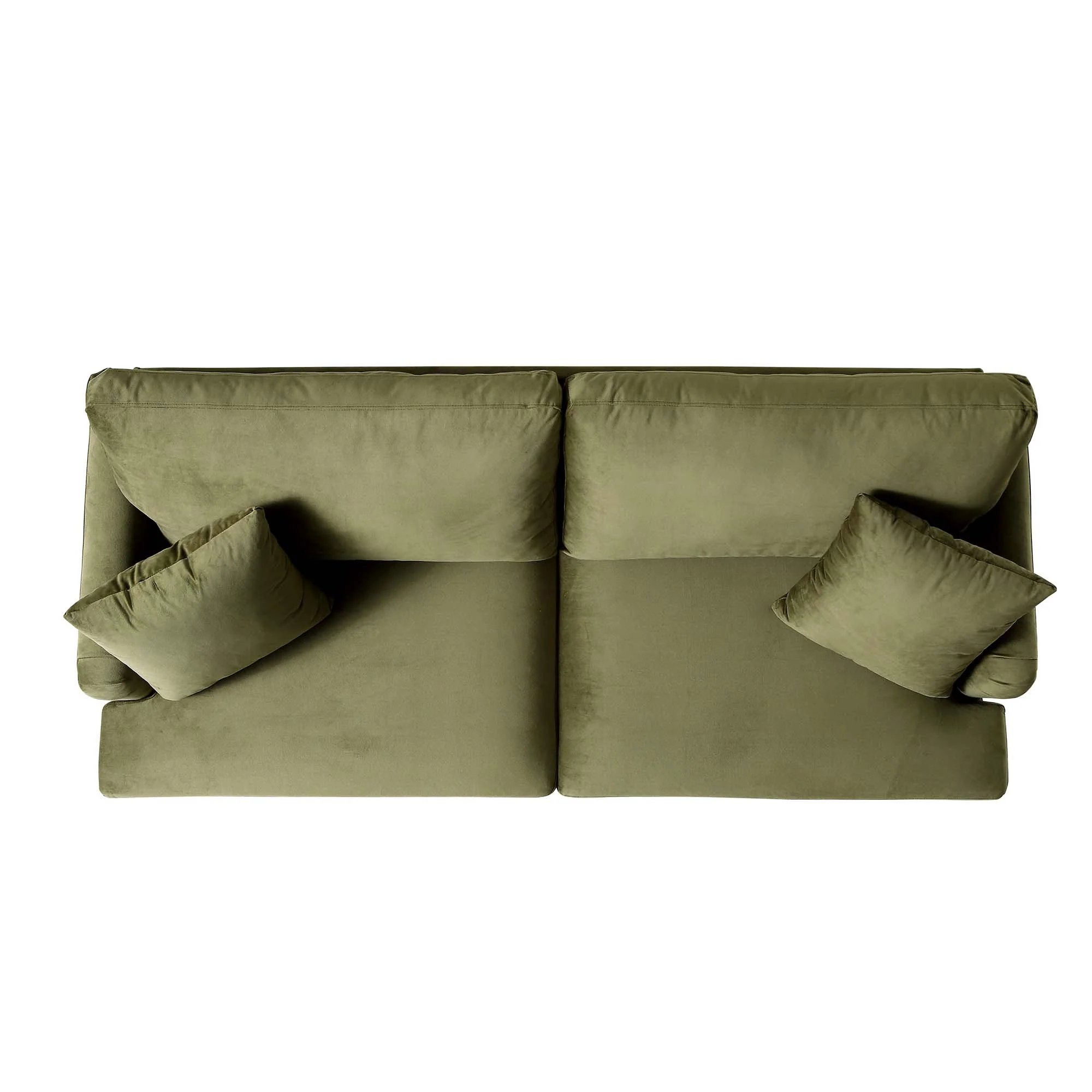 Brigette 3-Seater Olive Green Velvet Sofa with Antique Brass Castor Legs - Image 8