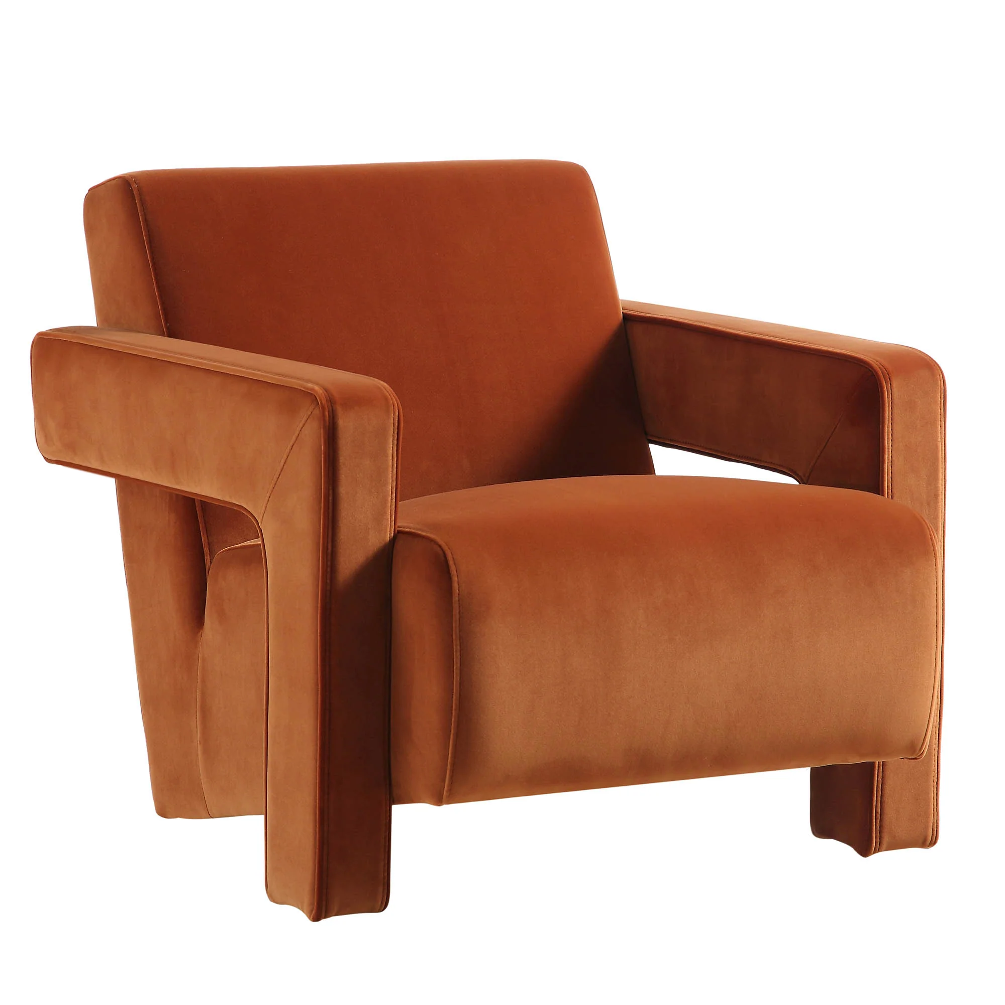 Brompton Sculptural Armchair, Rust Velvet - Image 4