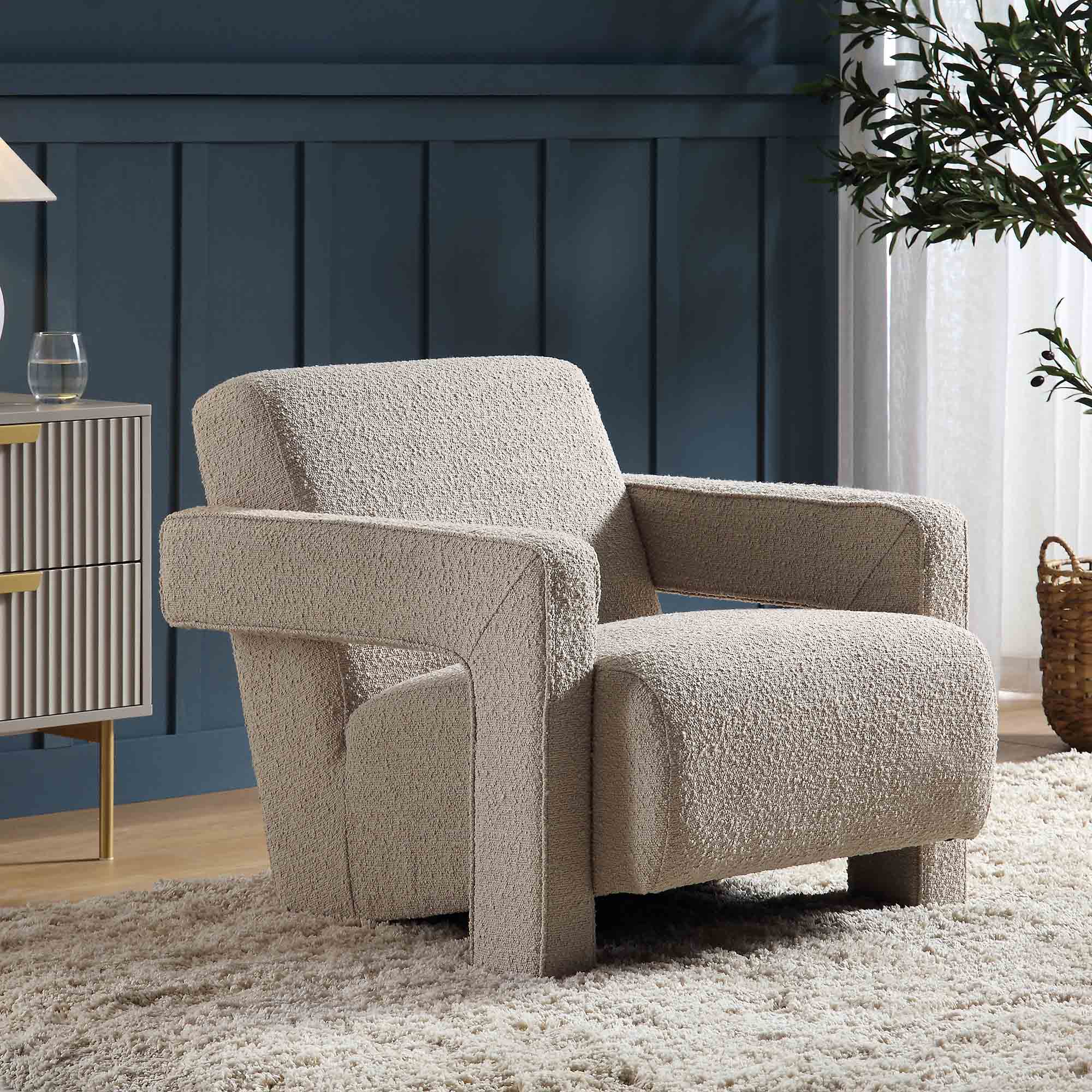 Brompton Sculptural Armchair, Taupe Boucle - Image 4