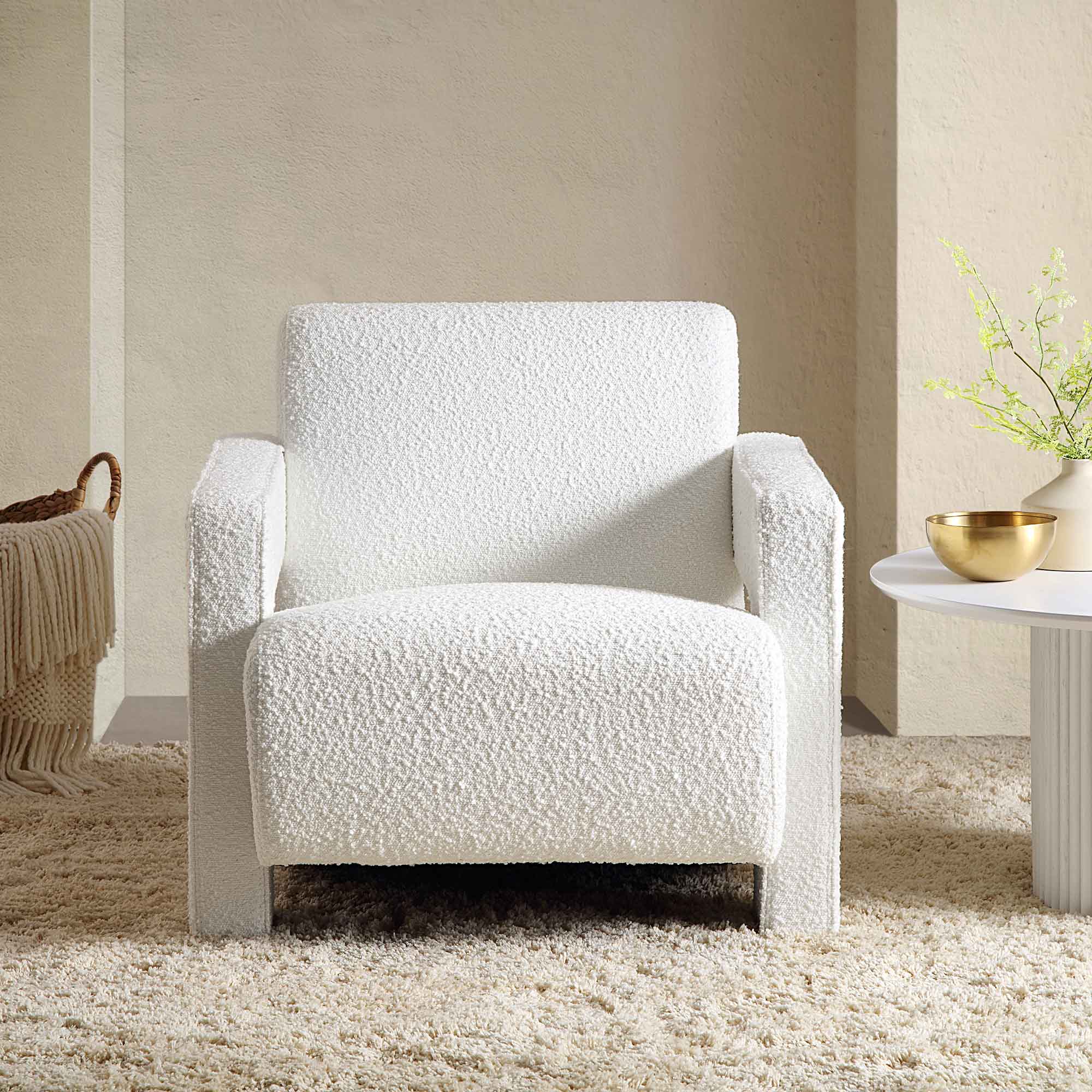 Brompton Sculptural Armchair, White Boucle - Image 2