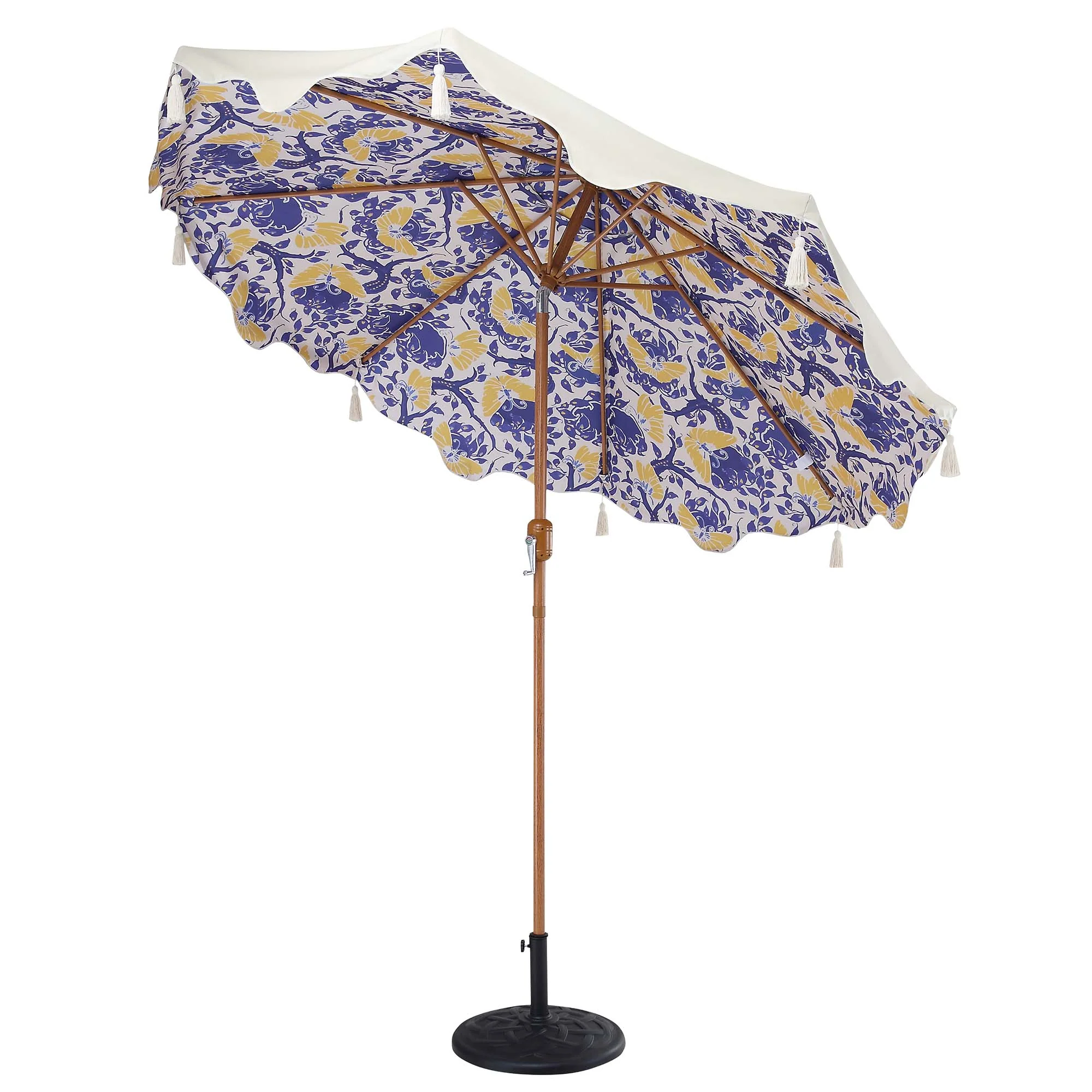 Butterfly & Flower 2.6M Octagonal Tassel Parasol with Aluminium Tilt - Image 5