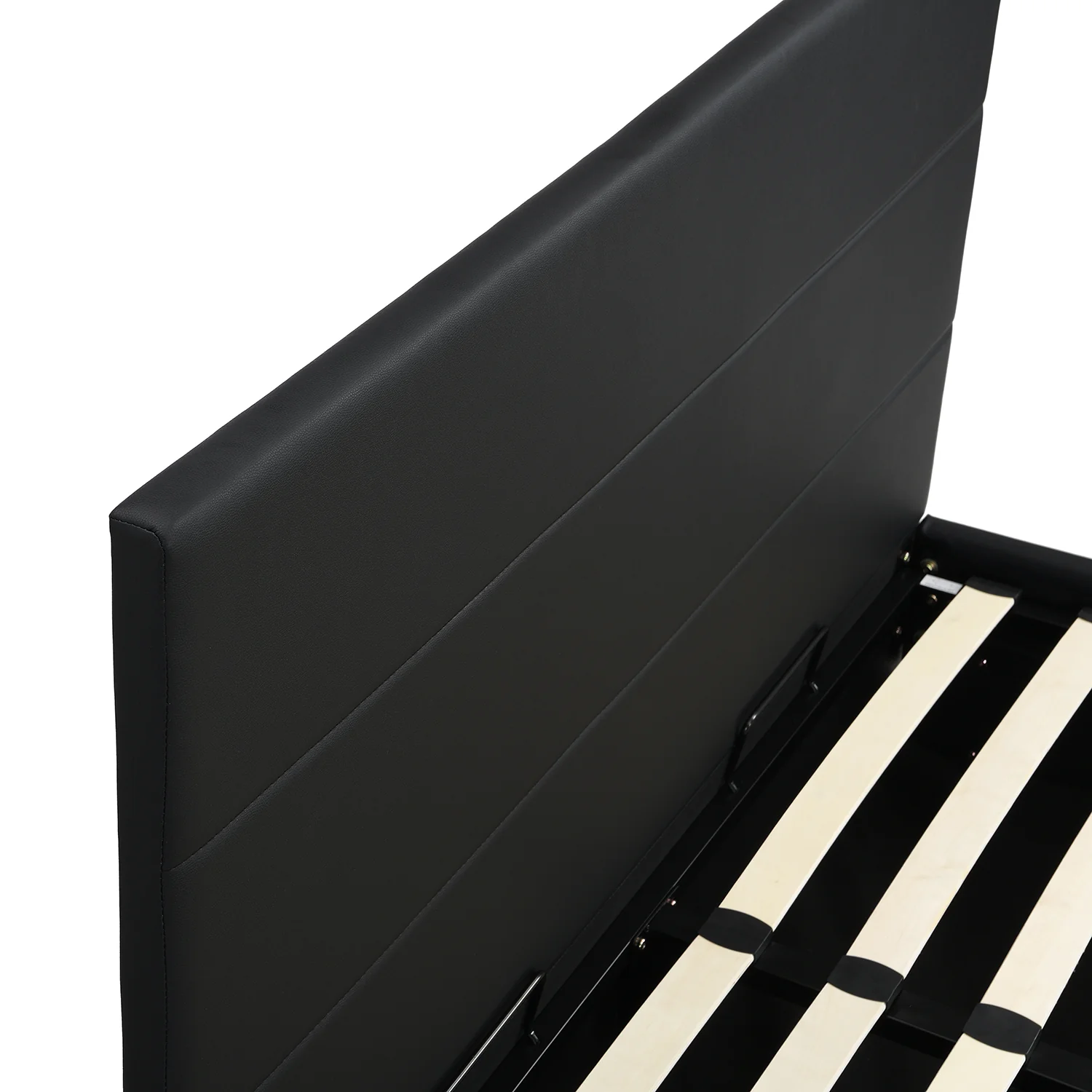 Buxton Faux Leather End Opening Ottoman Storage Bed Frame with Multi-colour LED Light Strip (Black PU) - Image 8