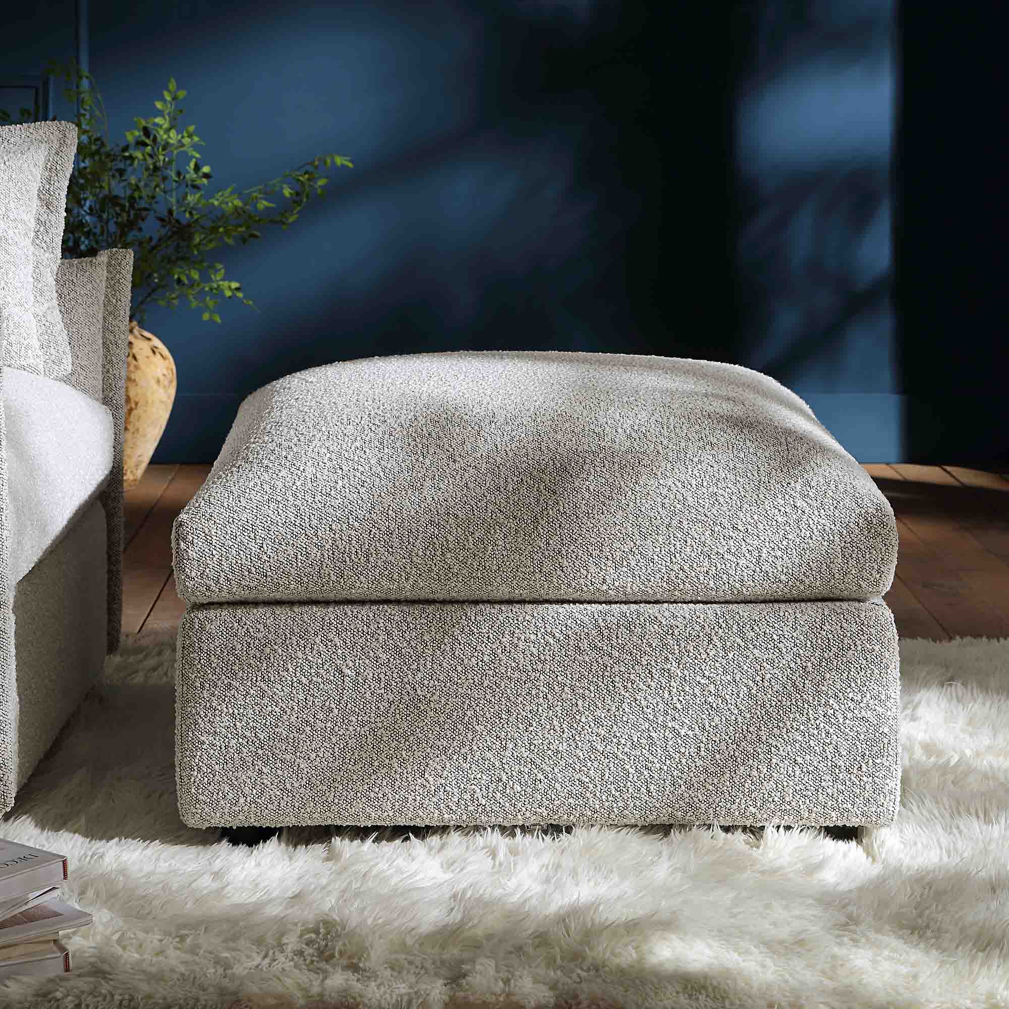 Byron Mist Grey Boucle Pouffe - Image 2