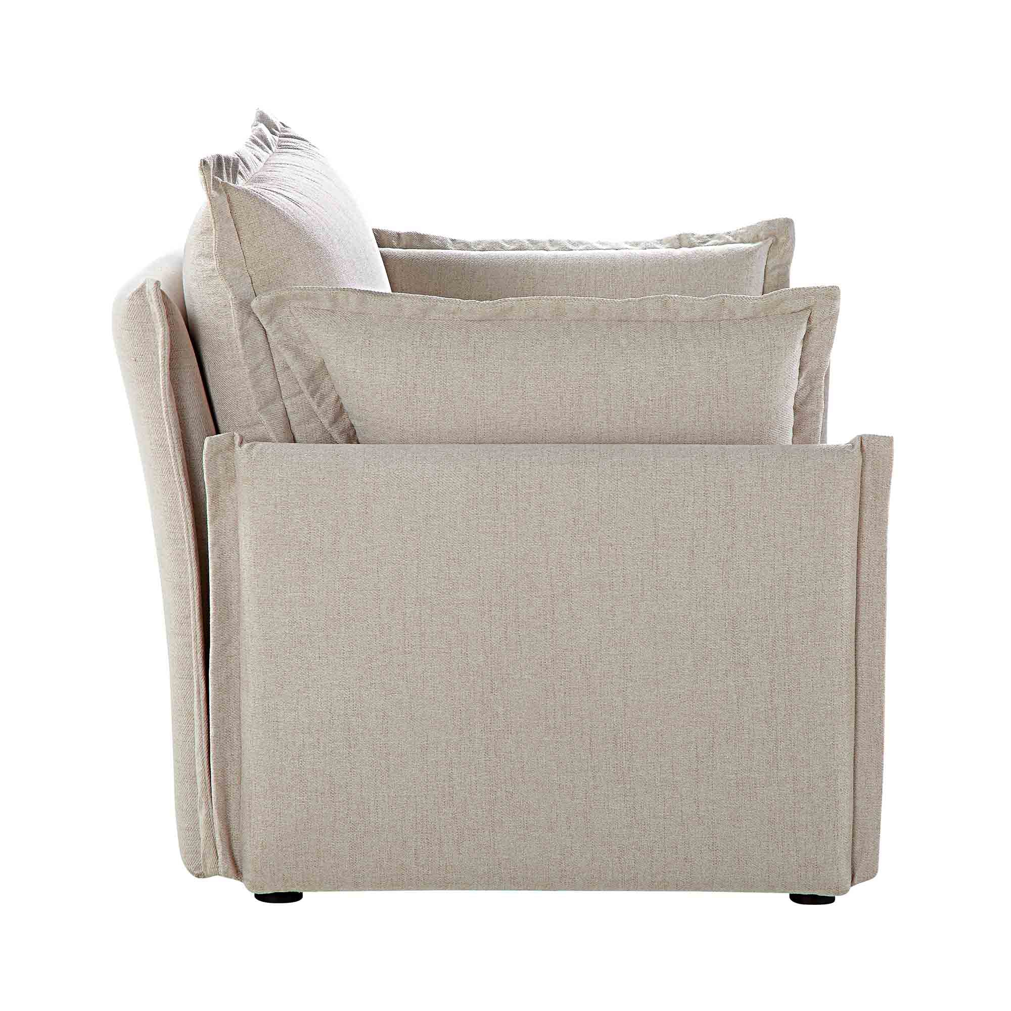 Byron Pillow Edge Beige Fabric Modular Sofa, 1-Seater - Image 9