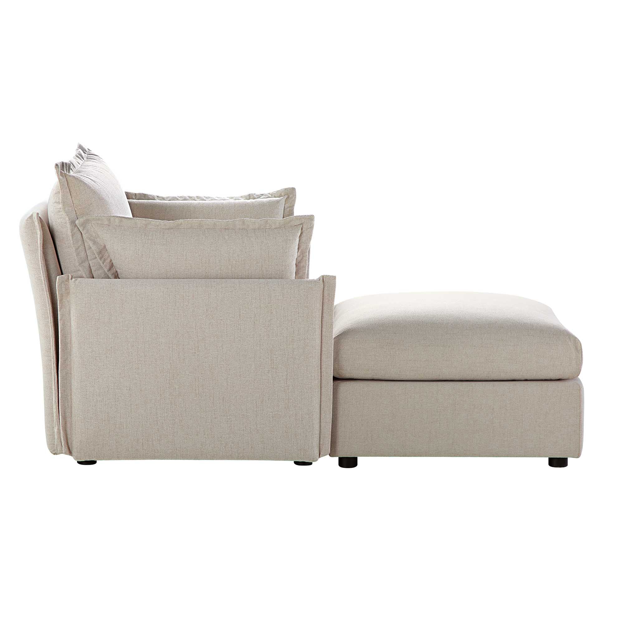 Byron Pillow Edge Beige Fabric Modular Sofa, 1-Seater Chaise - Image 8