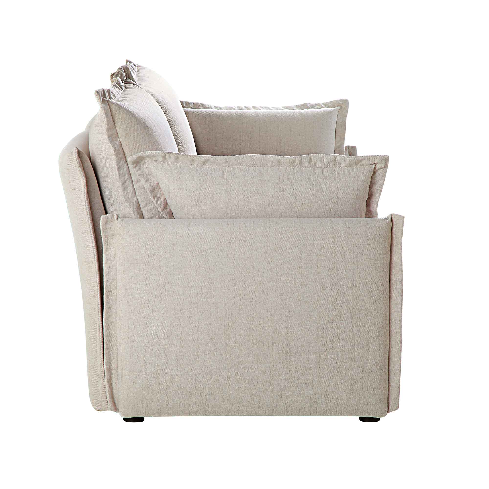 Byron Pillow Edge Beige Fabric Modular Sofa, 2-Seater - Image 10