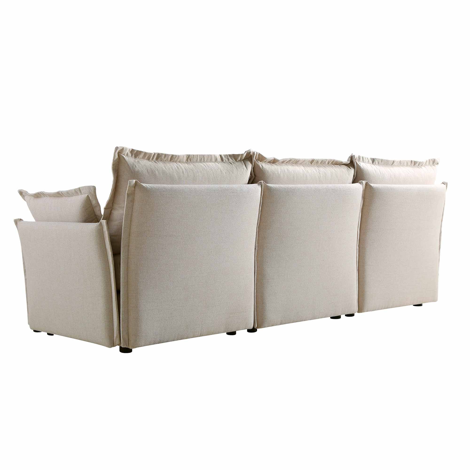 Byron Pillow Edge Beige Fabric Modular Sofa, 3-Seater - Image 10
