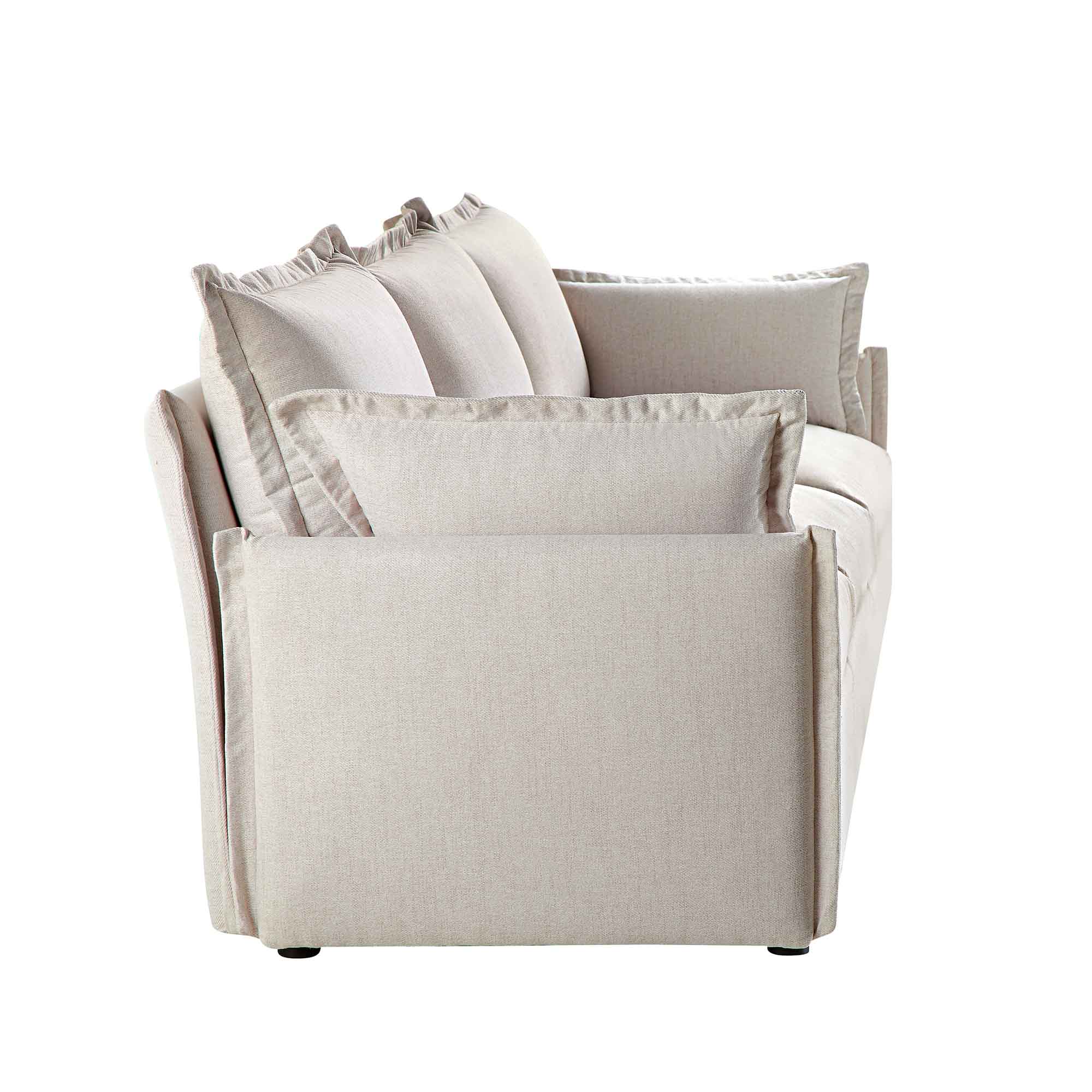 Byron Pillow Edge Beige Fabric Modular Sofa, 3-Seater - Image 9