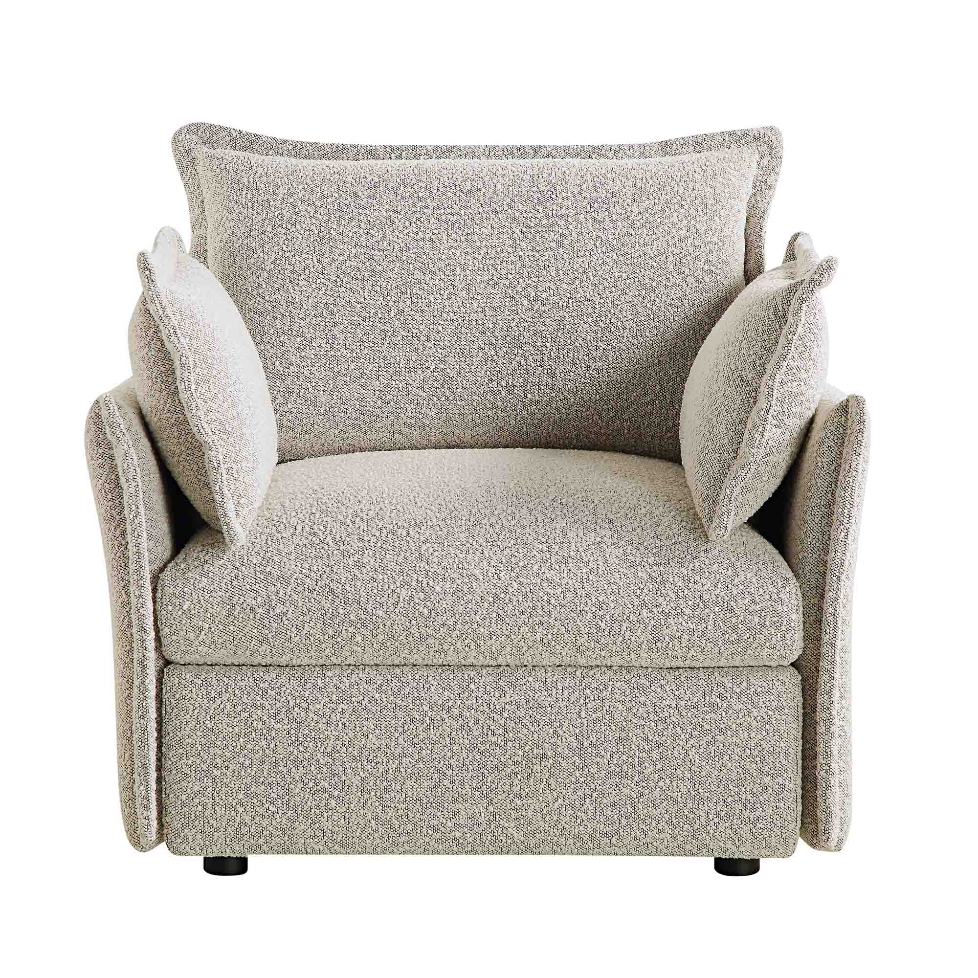 Byron Pillow Edge Mist Grey Boucle Modular Sofa, 1-Seater - Image 3