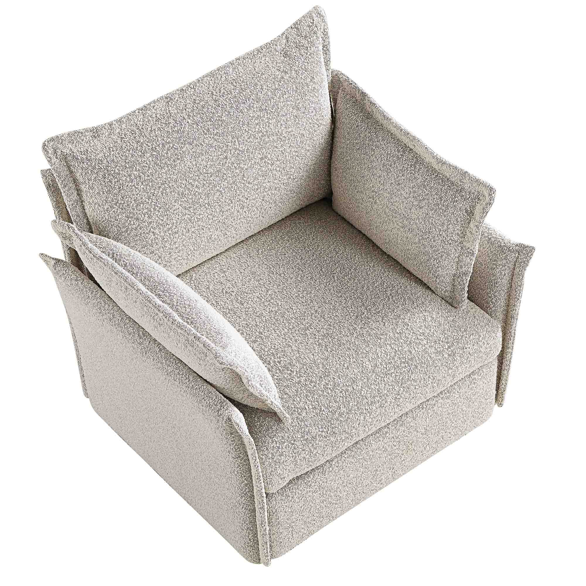 Byron Pillow Edge Mist Grey Boucle Modular Sofa, 1-Seater - Image 7