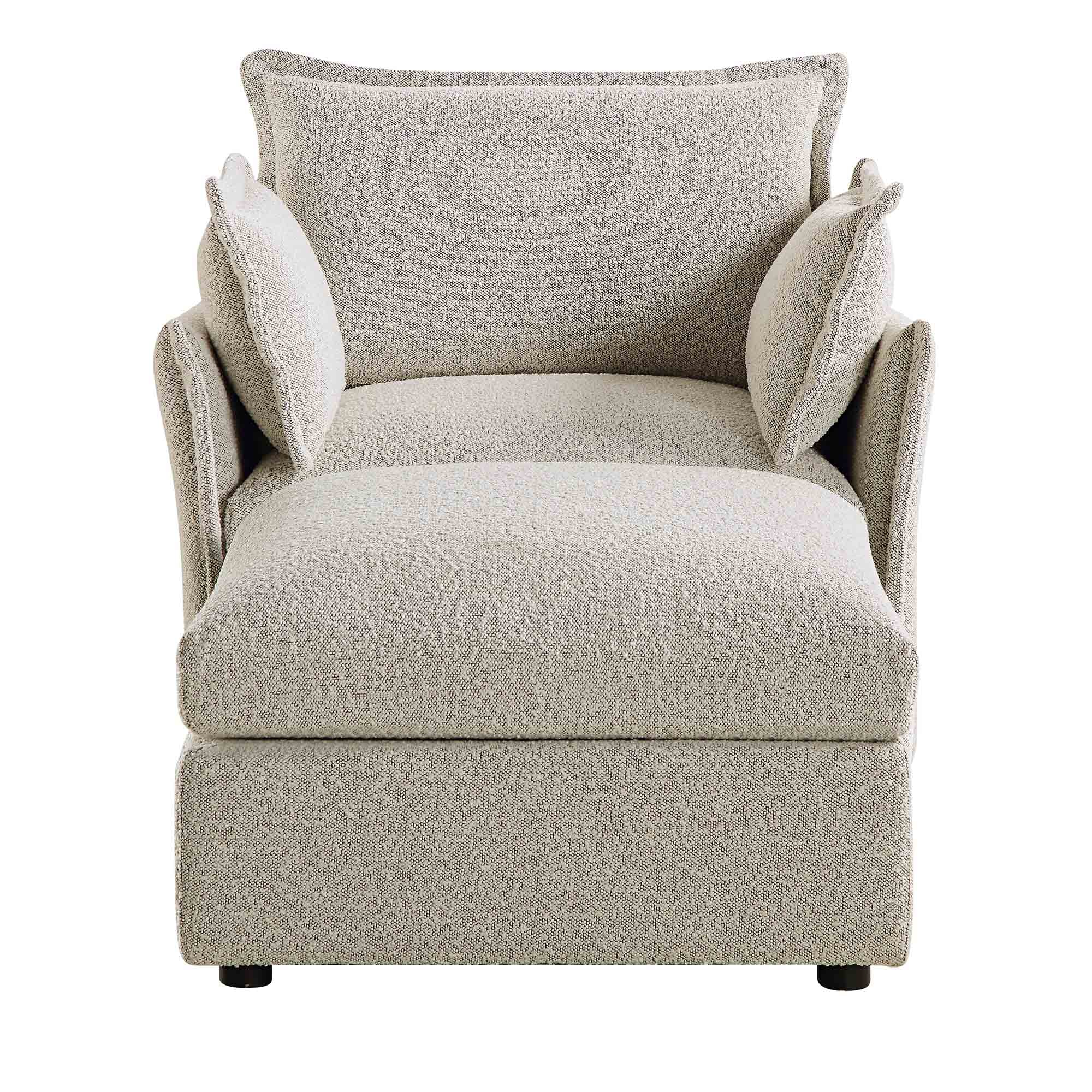 Byron Pillow Edge Mist Grey Boucle Modular Sofa, 1-Seater Chaise - Image 3