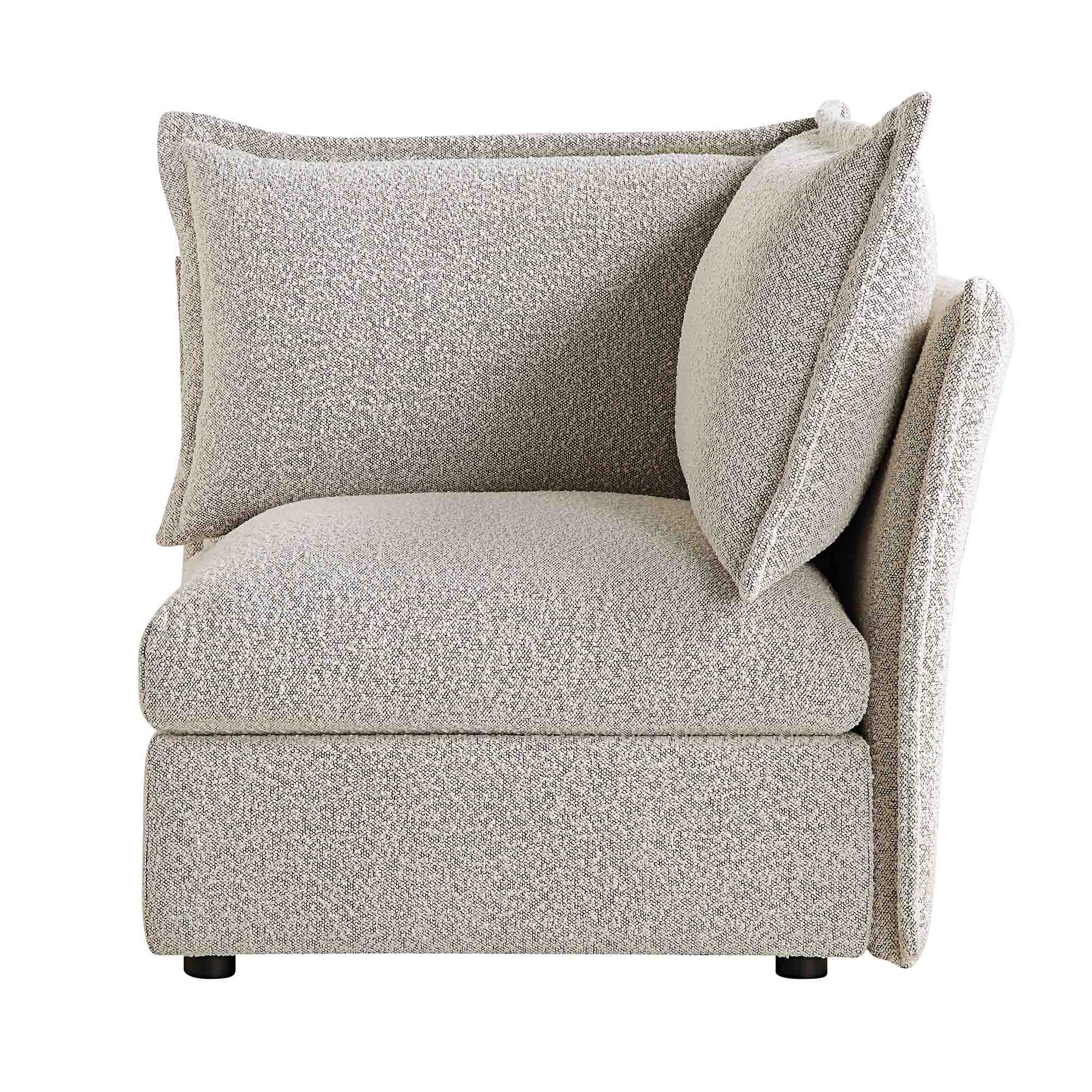 Byron Pillow Edge Mist Grey Boucle Modular Sofa, 1-Seater Corner - Image 2