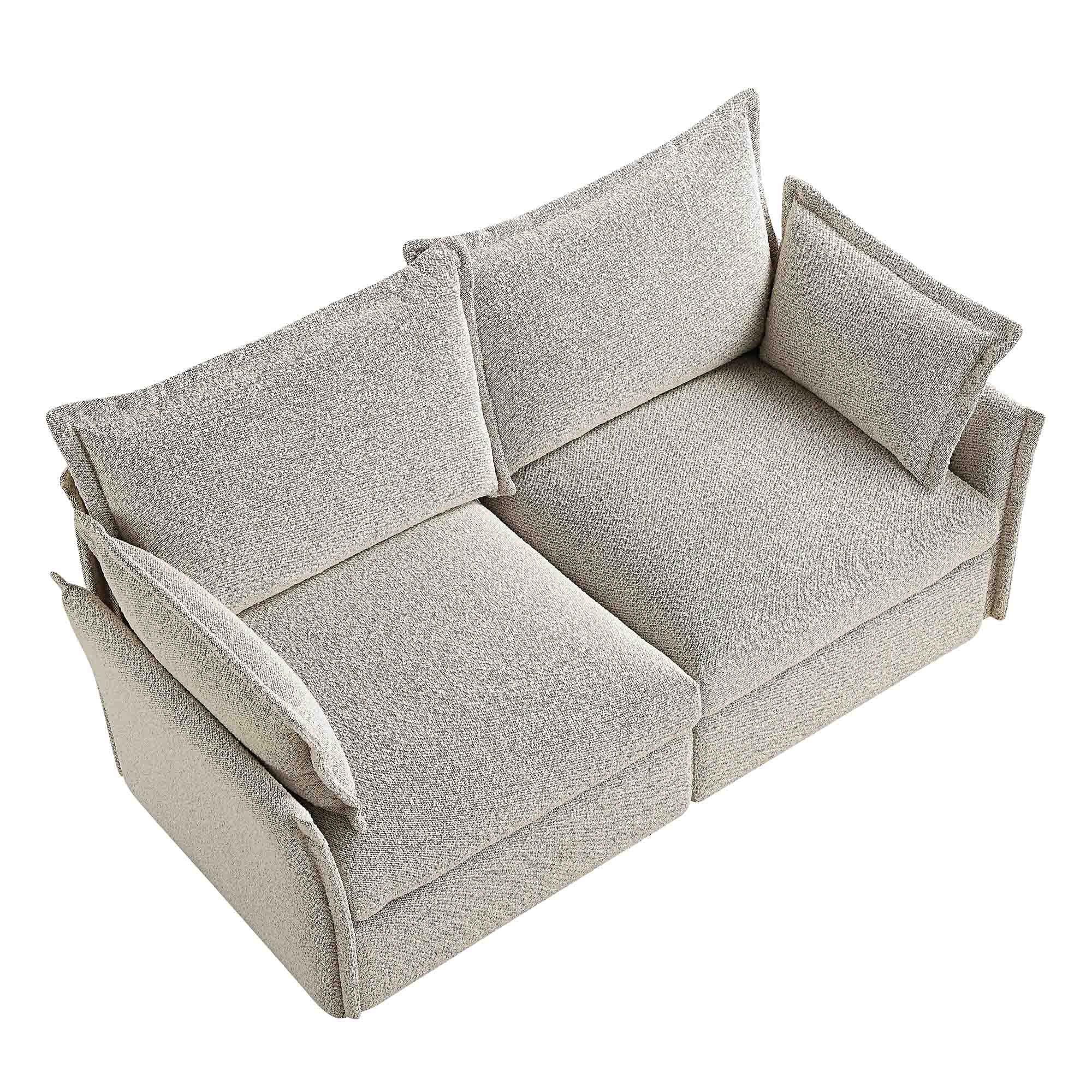 Byron Pillow Edge Mist Grey Boucle Modular Sofa, 2-Seater - Image 7