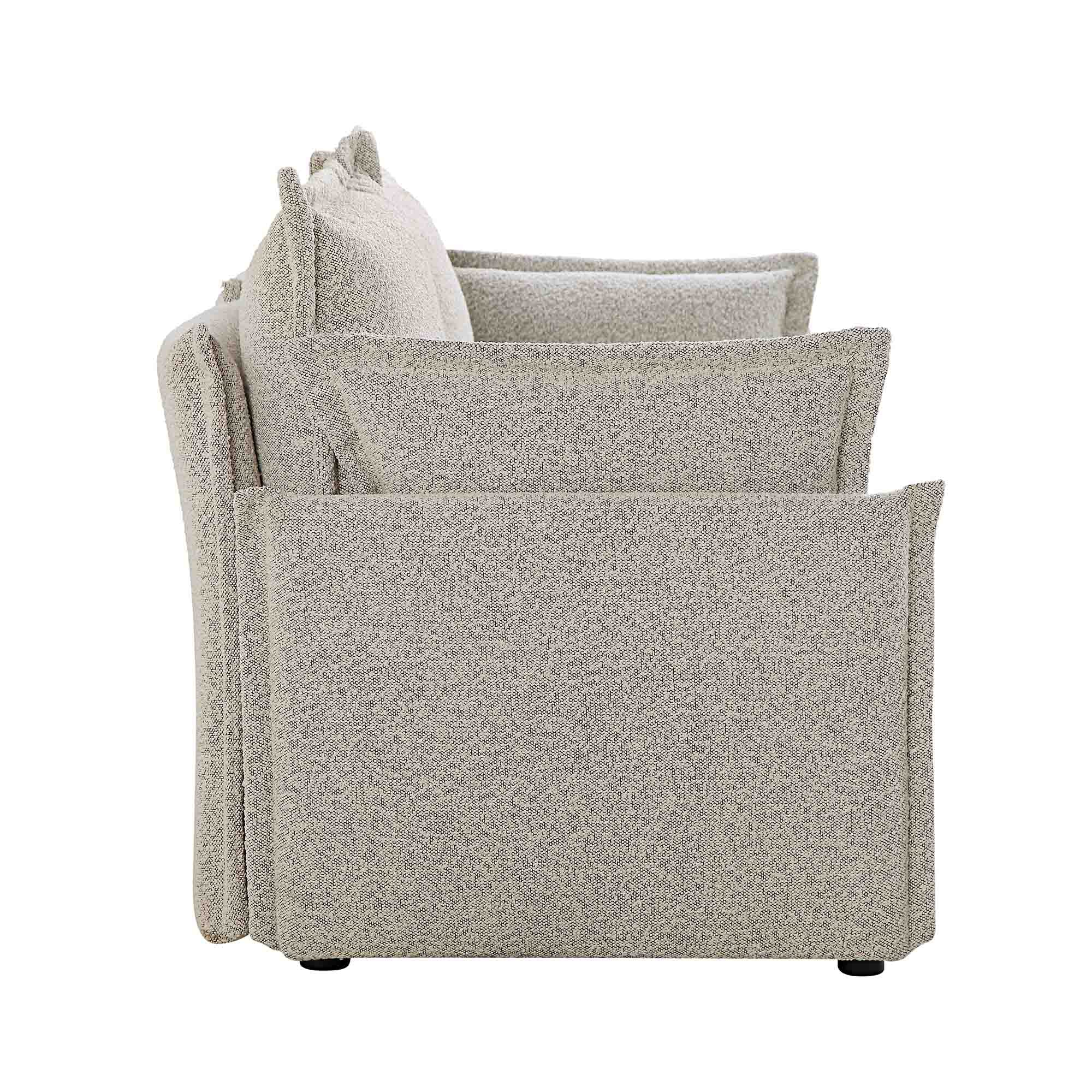 Byron Pillow Edge Mist Grey Boucle Modular Sofa, 2-Seater - Image 8