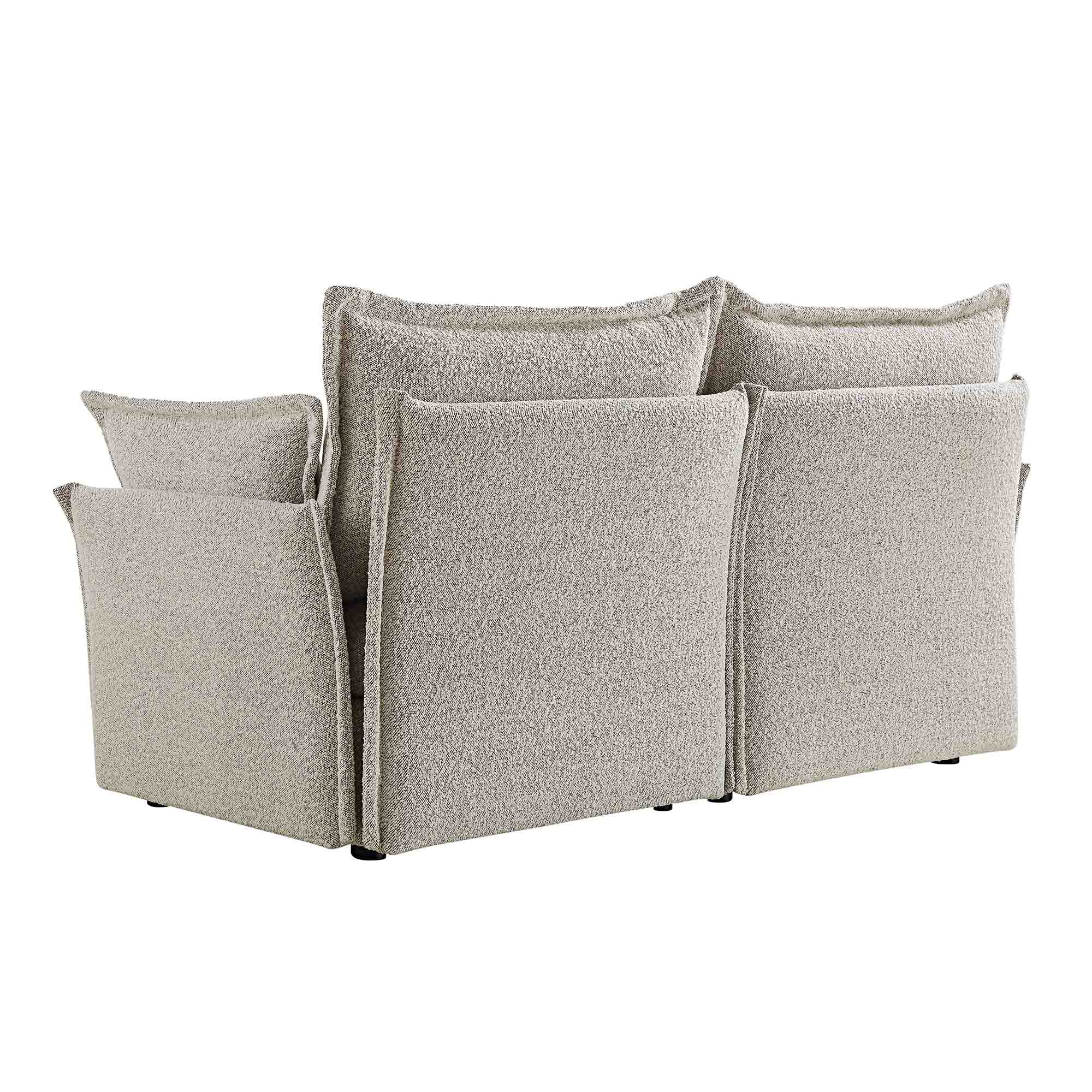 Byron Pillow Edge Mist Grey Boucle Modular Sofa, 2-Seater - Image 9