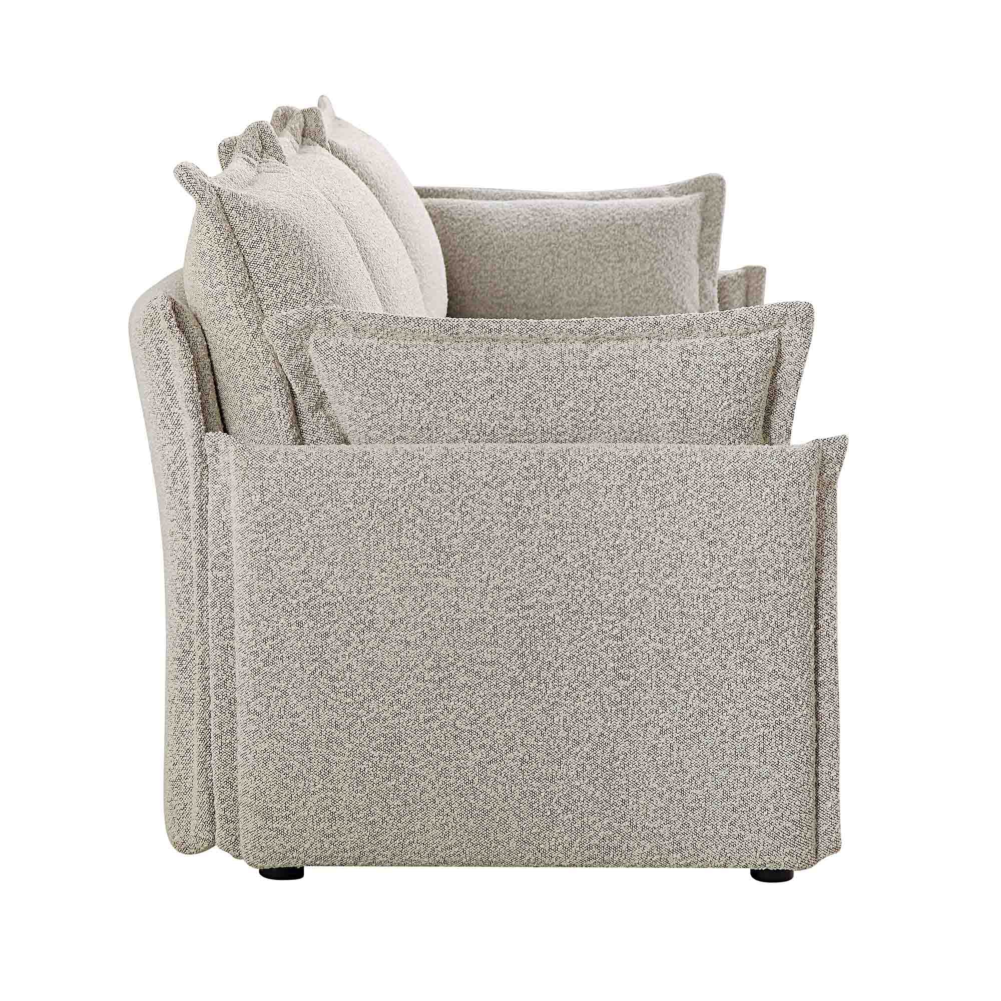 Byron Pillow Edge Mist Grey Boucle Modular Sofa, 3-Seater - Image 9