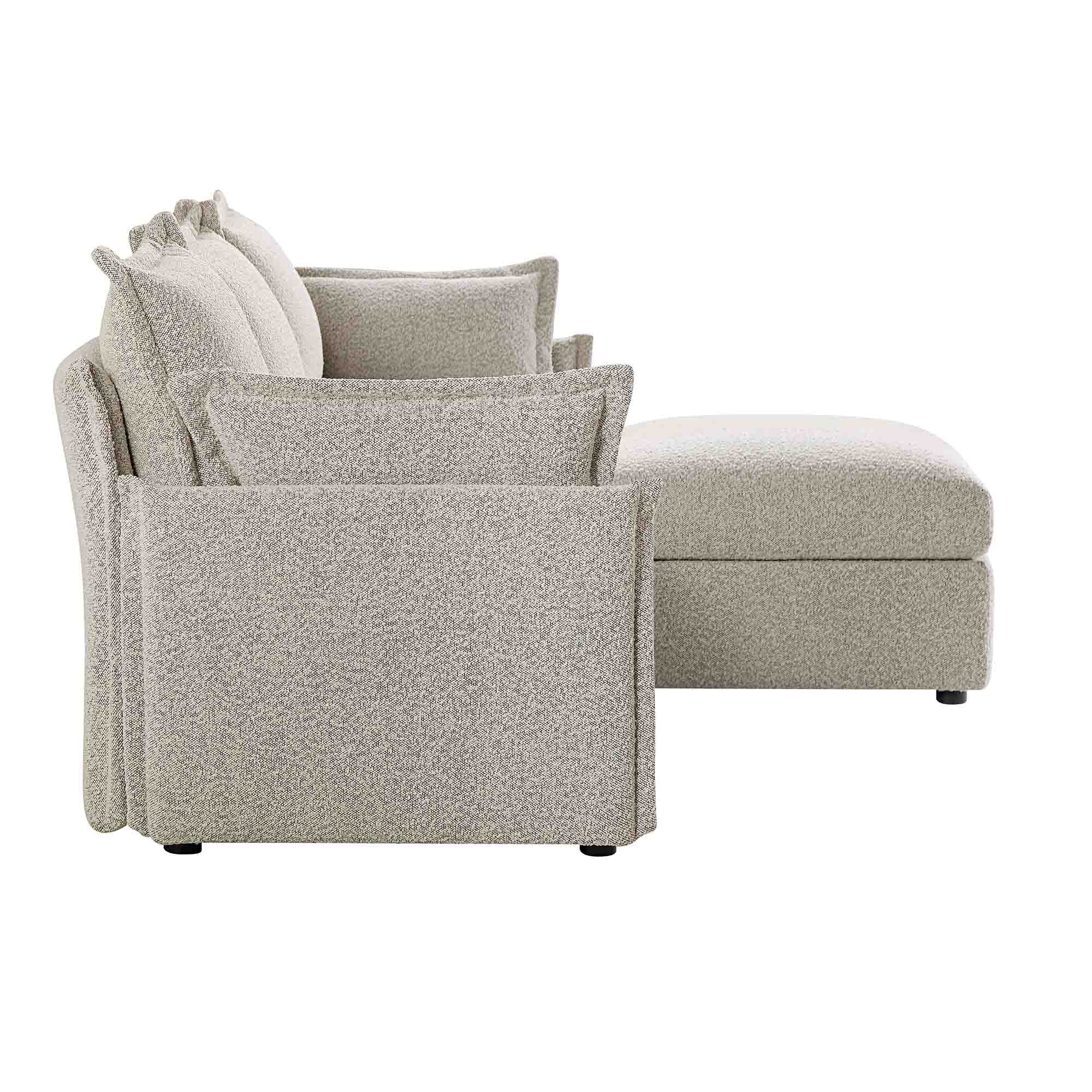 Byron Pillow Edge Mist Grey Boucle Modular Sofa, 3-Seater Chaise - Image 10