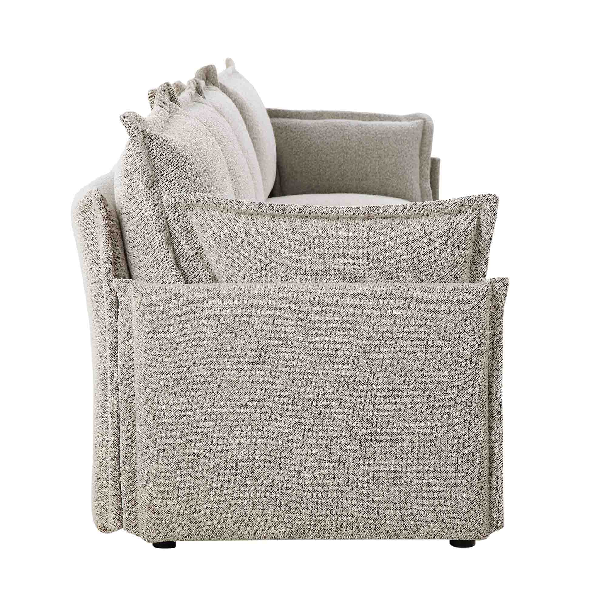 Byron Pillow Edge Mist Grey Boucle Modular Sofa, 4-Seater - Image 7