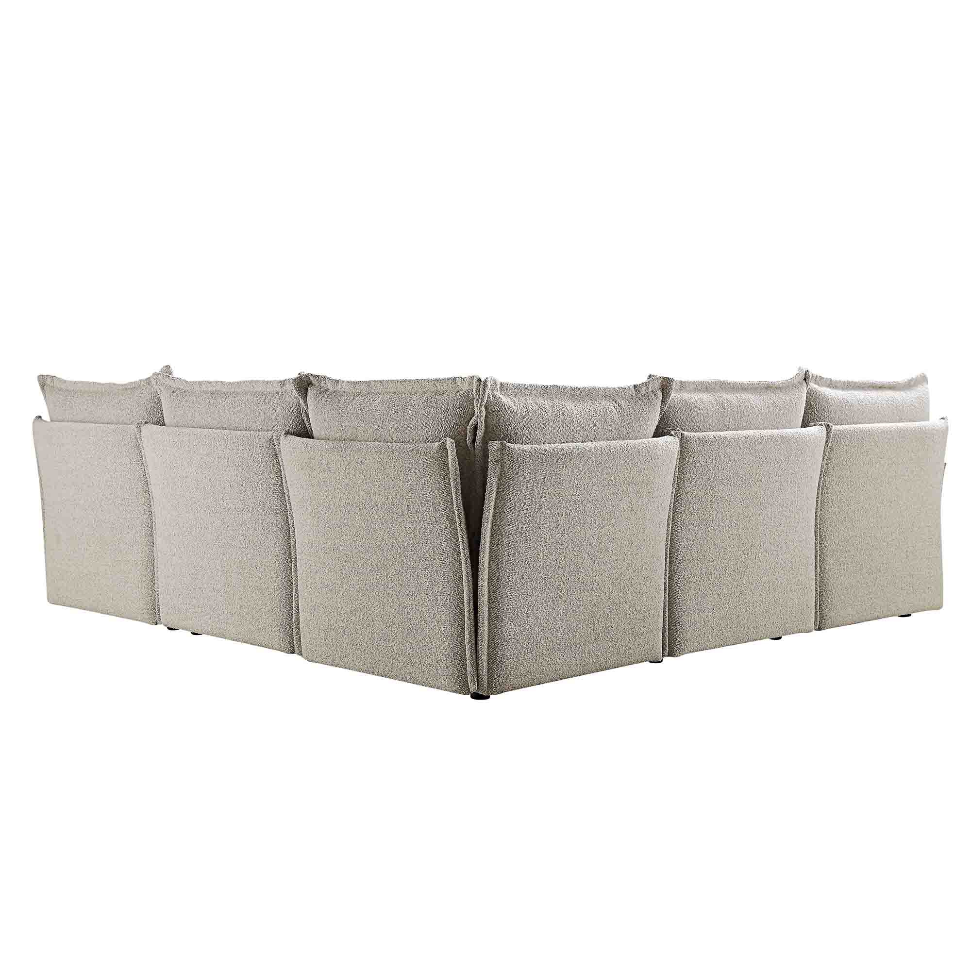 Byron Pillow Edge Mist Grey Boucle Modular Sofa, 5-Seater Corner - Image 7