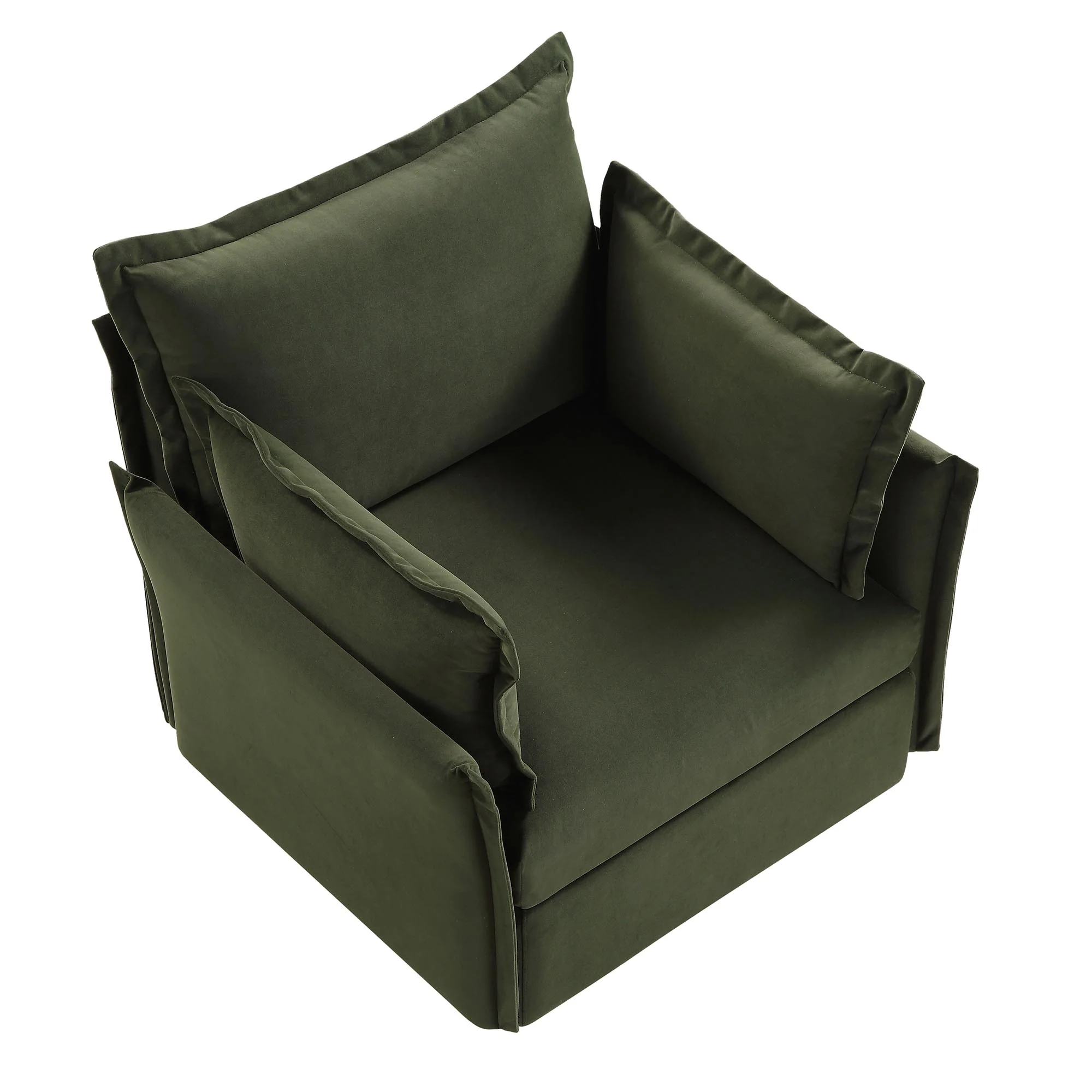 Byron Pillow Edge Moss Green Velvet Modular Sofa, 1-Seater - Image 7