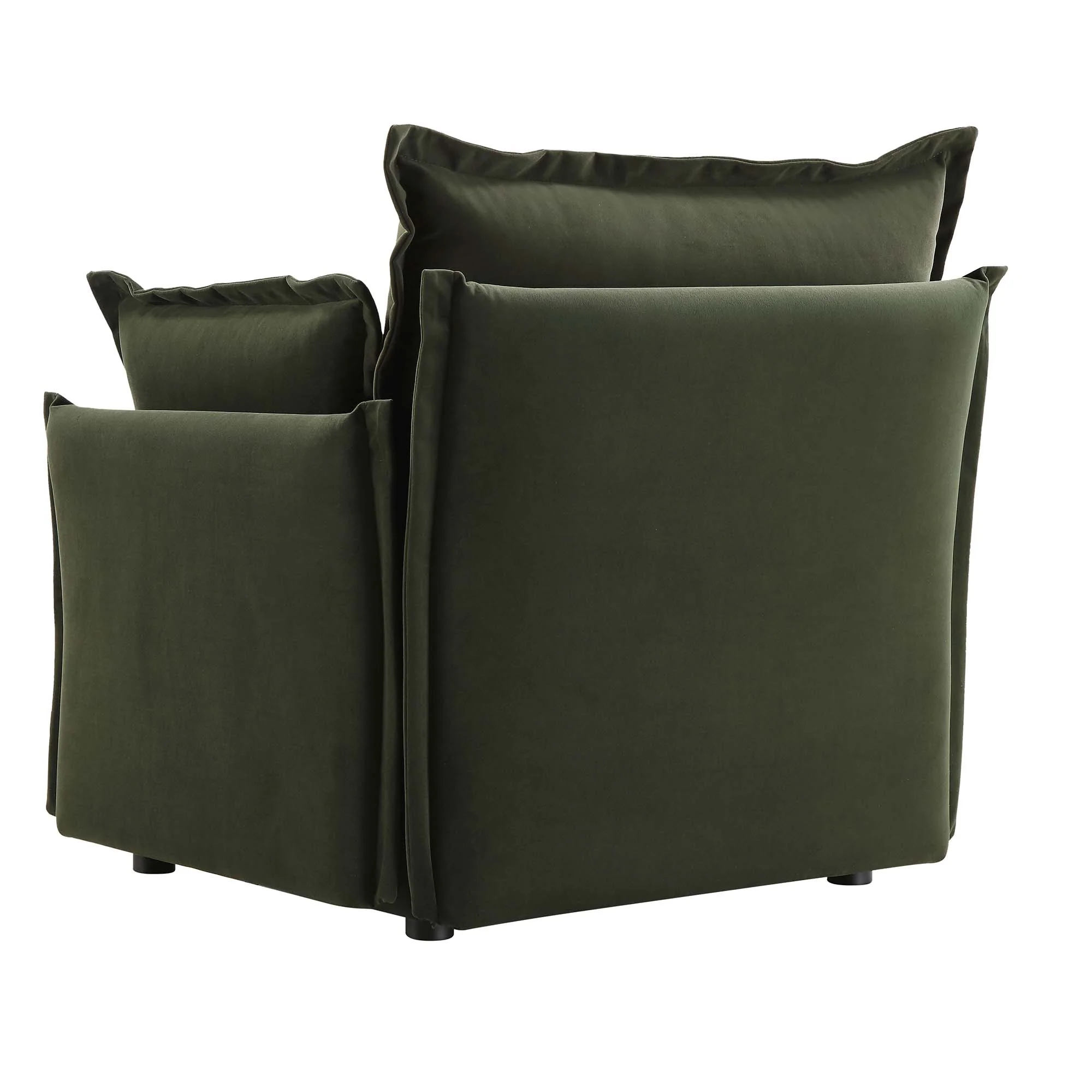 Byron Pillow Edge Moss Green Velvet Modular Sofa, 1-Seater - Image 9
