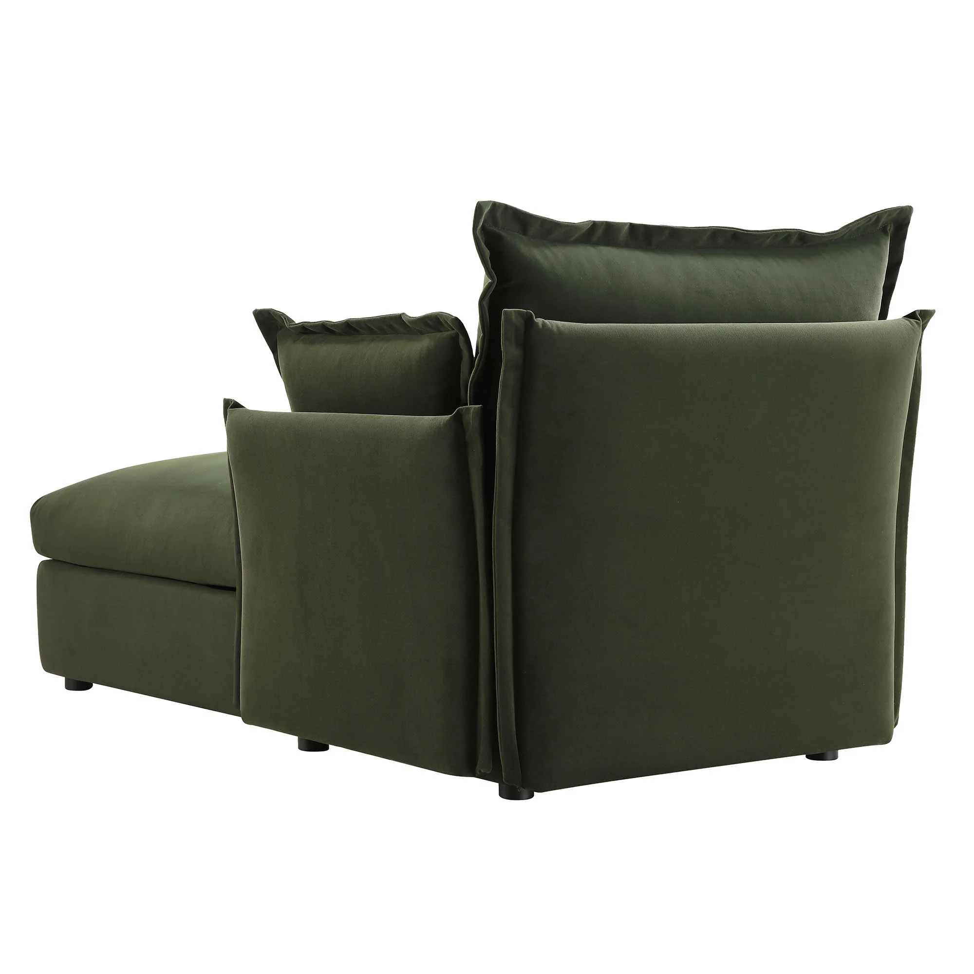 Byron Pillow Edge Moss Green Velvet Modular Sofa, 1-Seater Chaise - Image 9