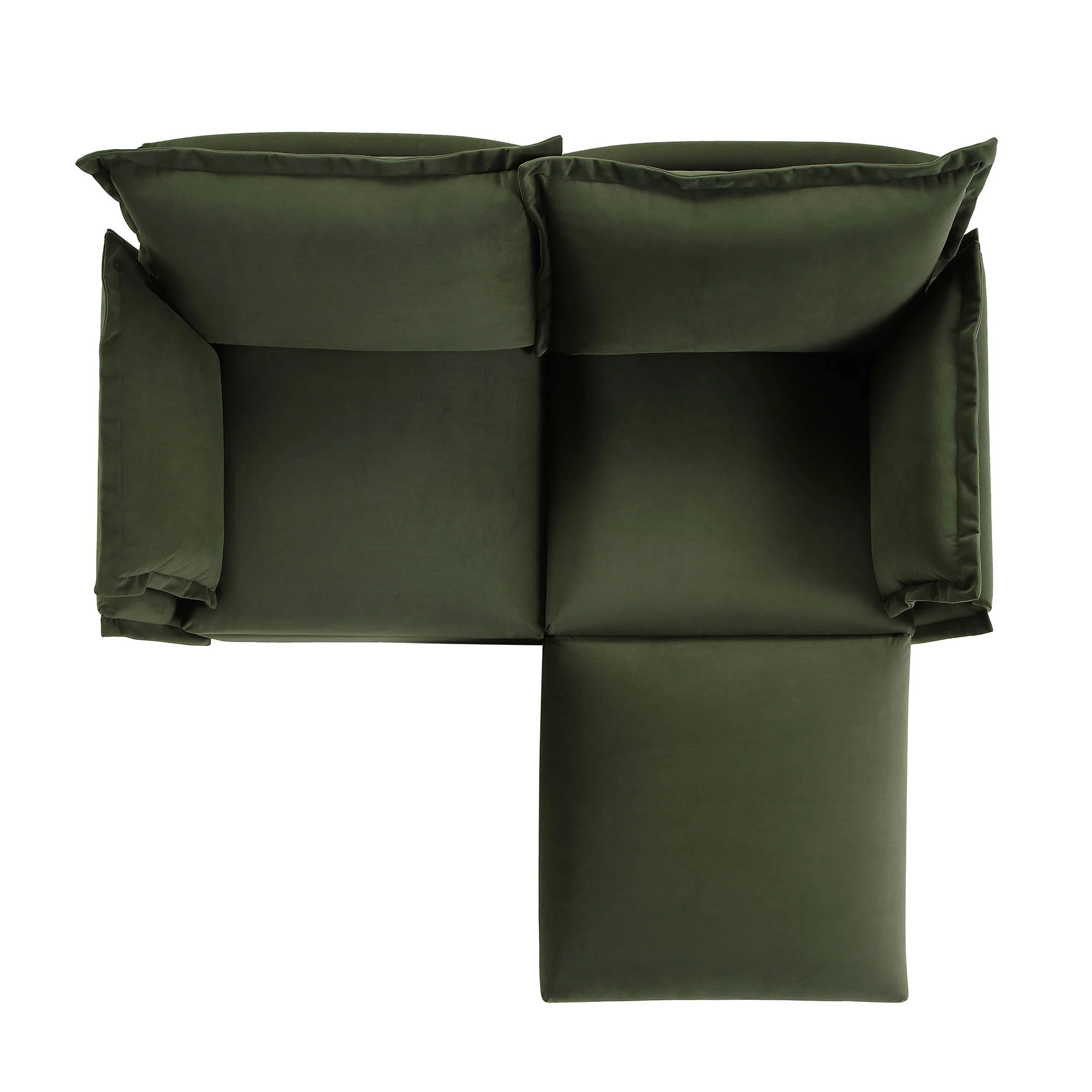 Byron Pillow Edge Moss Green Velvet Modular Sofa, 2-Seater Chaise - Image 8
