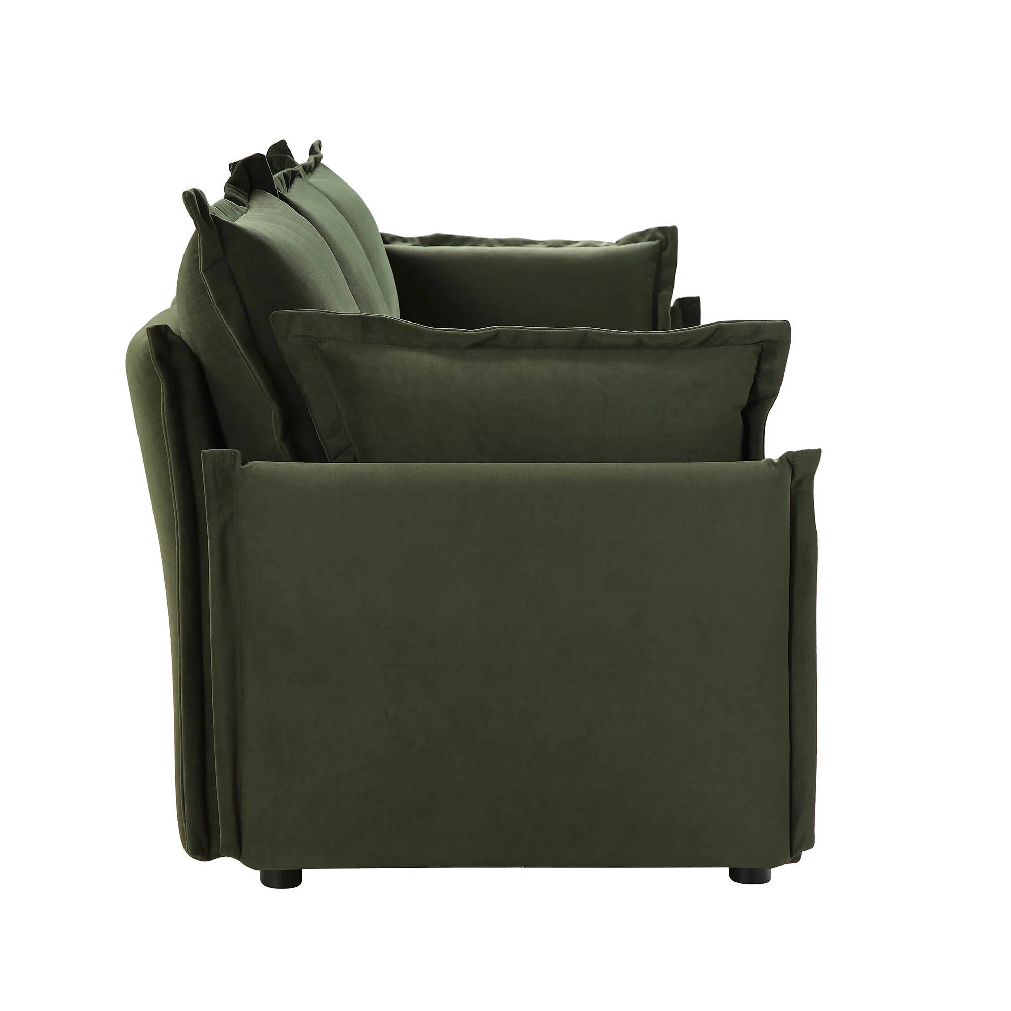 Byron Pillow Edge Moss Green Velvet Modular Sofa, 3-Seater - Image 8
