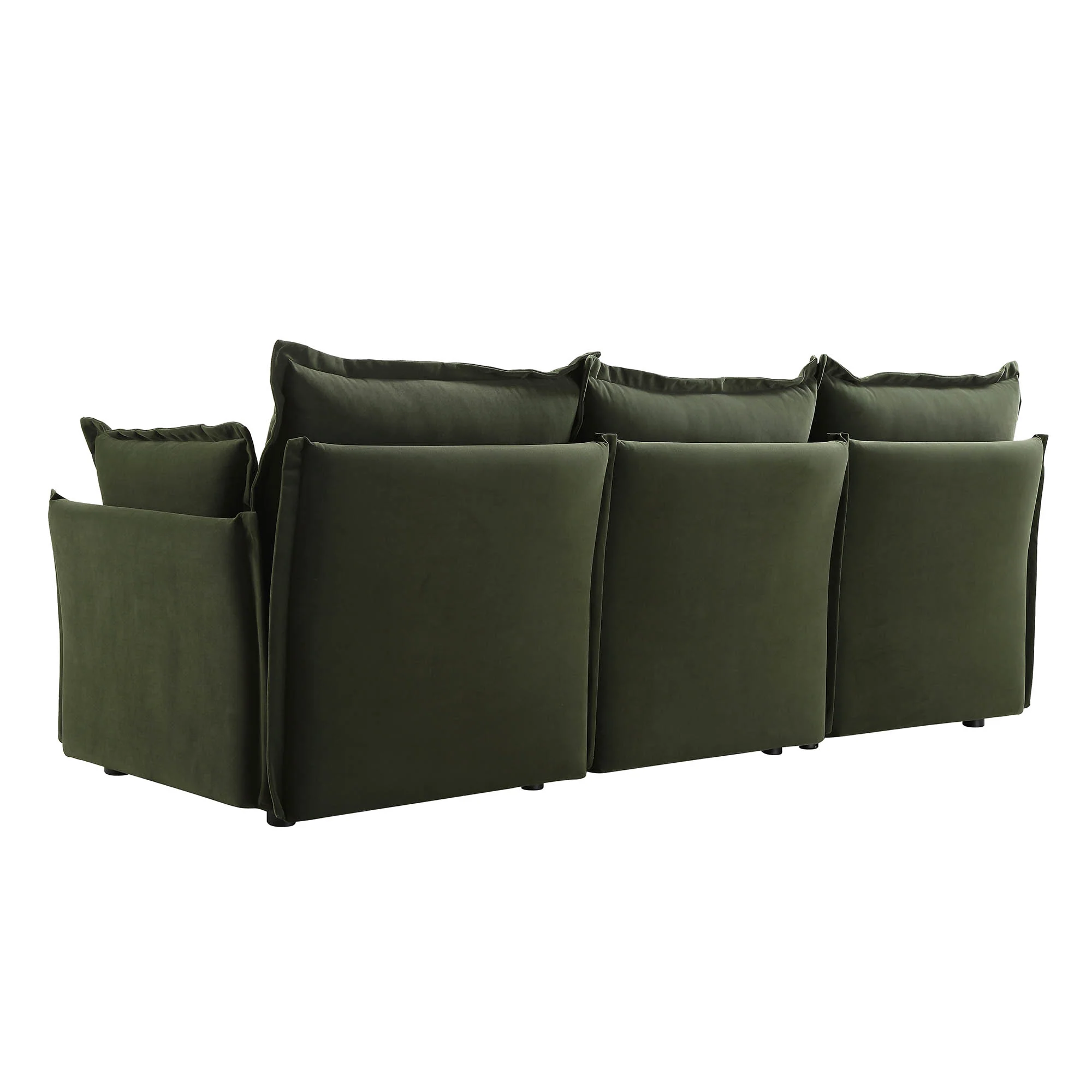Byron Pillow Edge Moss Green Velvet Modular Sofa, 3-Seater - Image 9