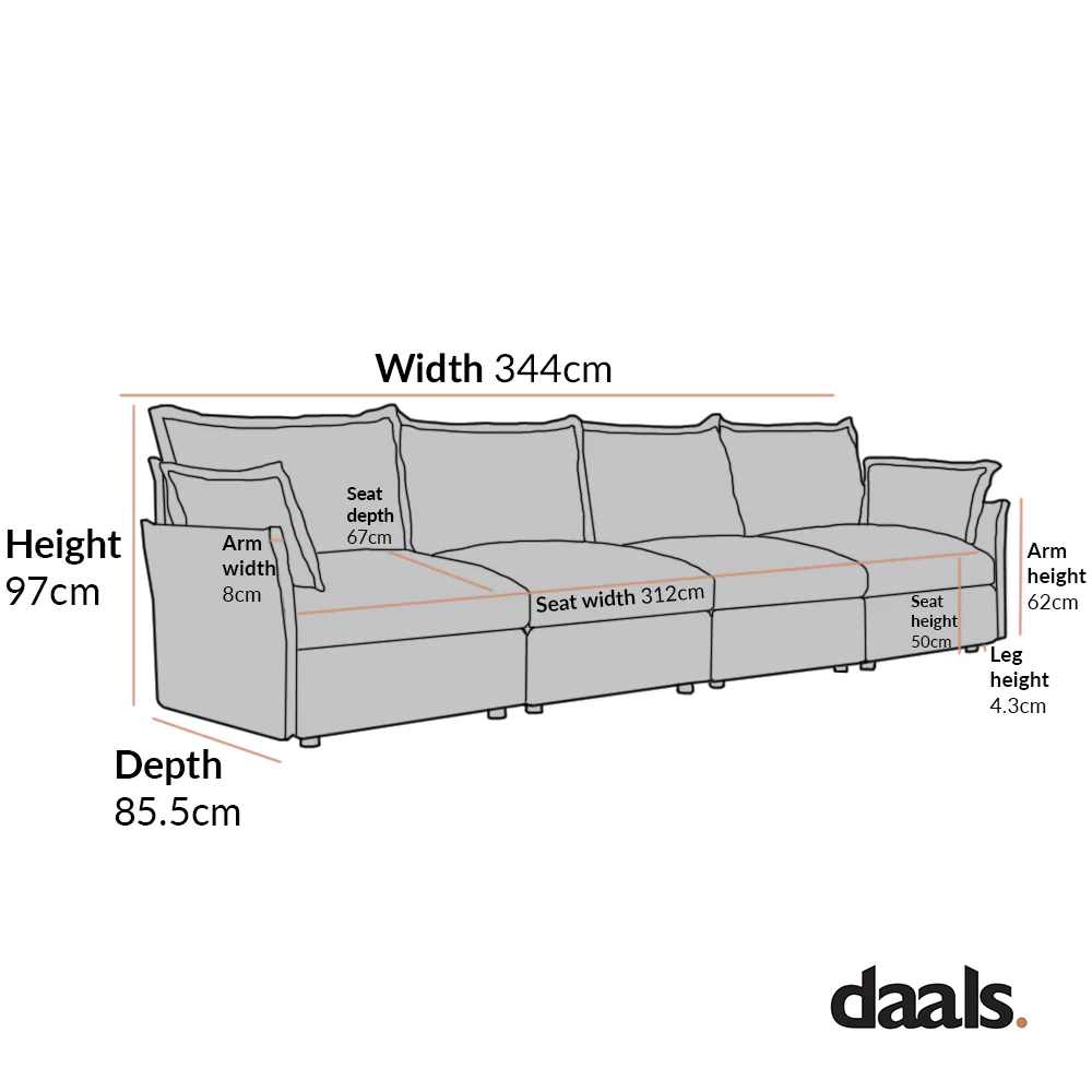 Byron Pillow Edge Moss Green Velvet Modular Sofa, 4-Seater - Image 5