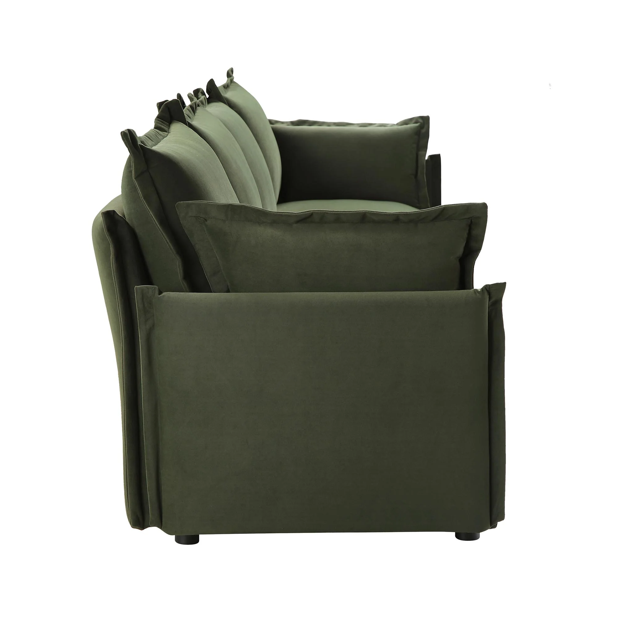 Byron Pillow Edge Moss Green Velvet Modular Sofa, 4-Seater - Image 8