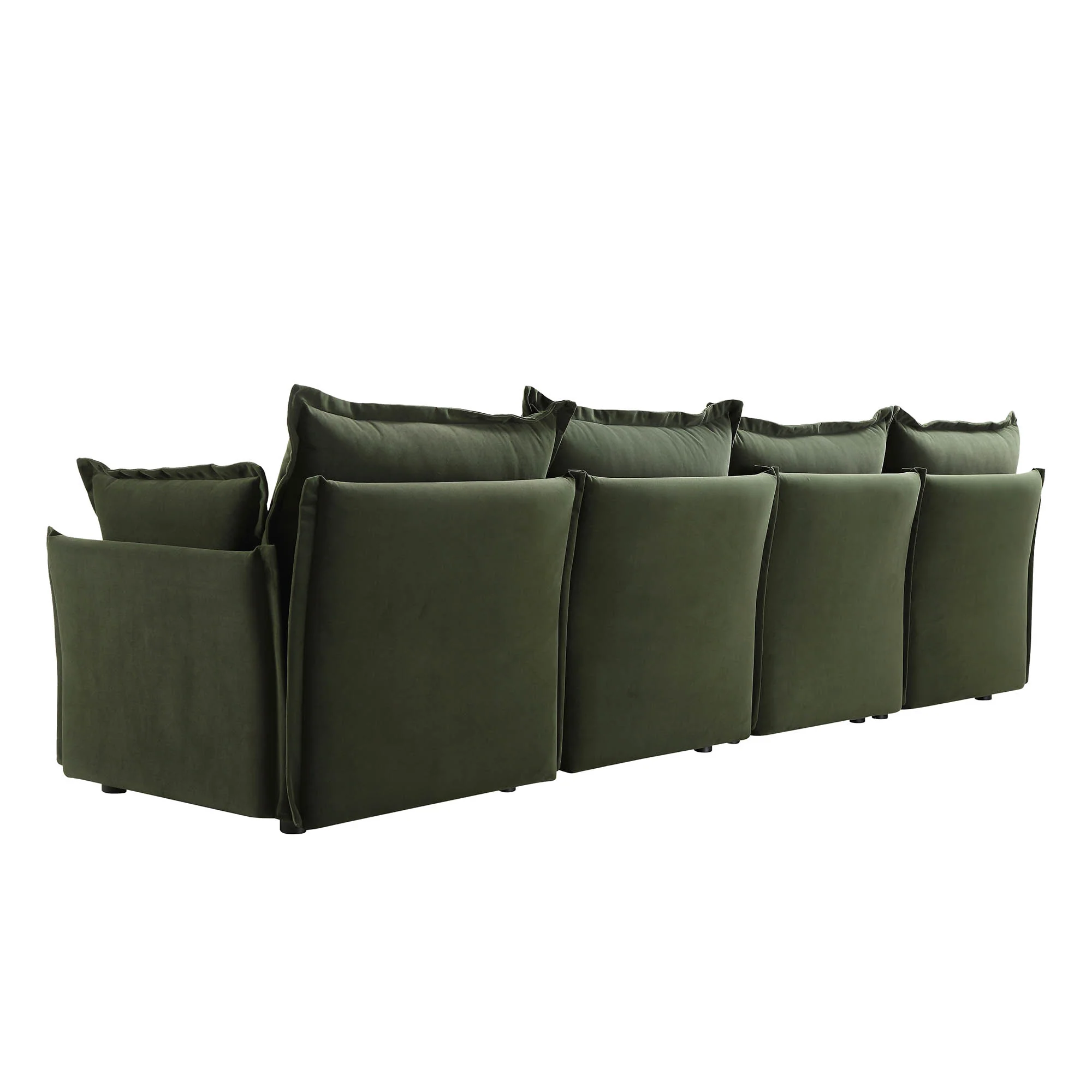 Byron Pillow Edge Moss Green Velvet Modular Sofa, 4-Seater - Image 9
